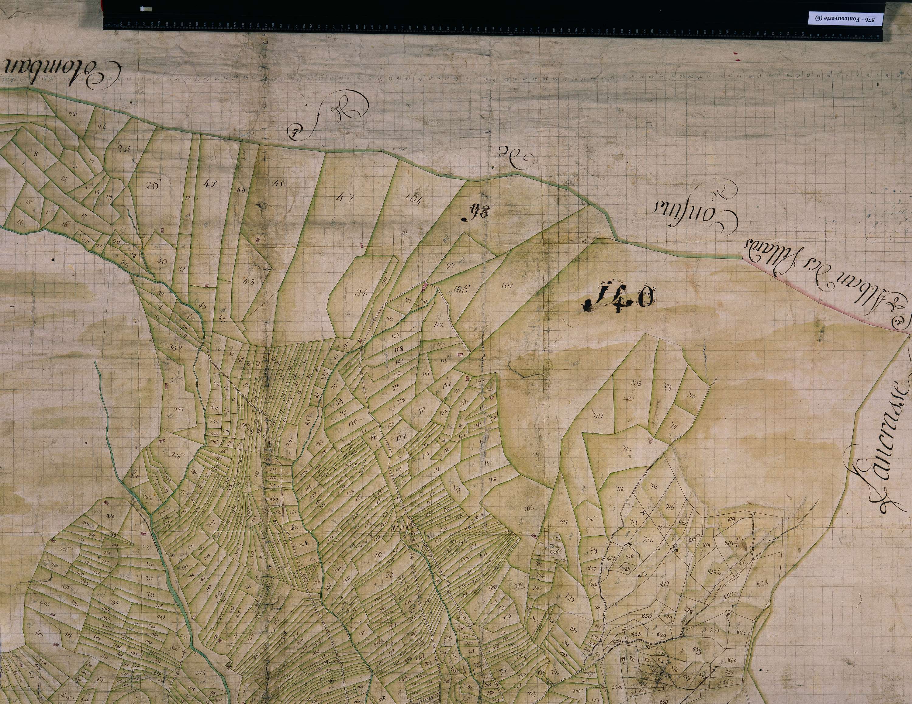 Fontcouverte-la-Toussuire - Copie de la mappe originale (plan cadastral) de la commune de Fontcouverte. Signée Cocelli, directeur de la péréquation.