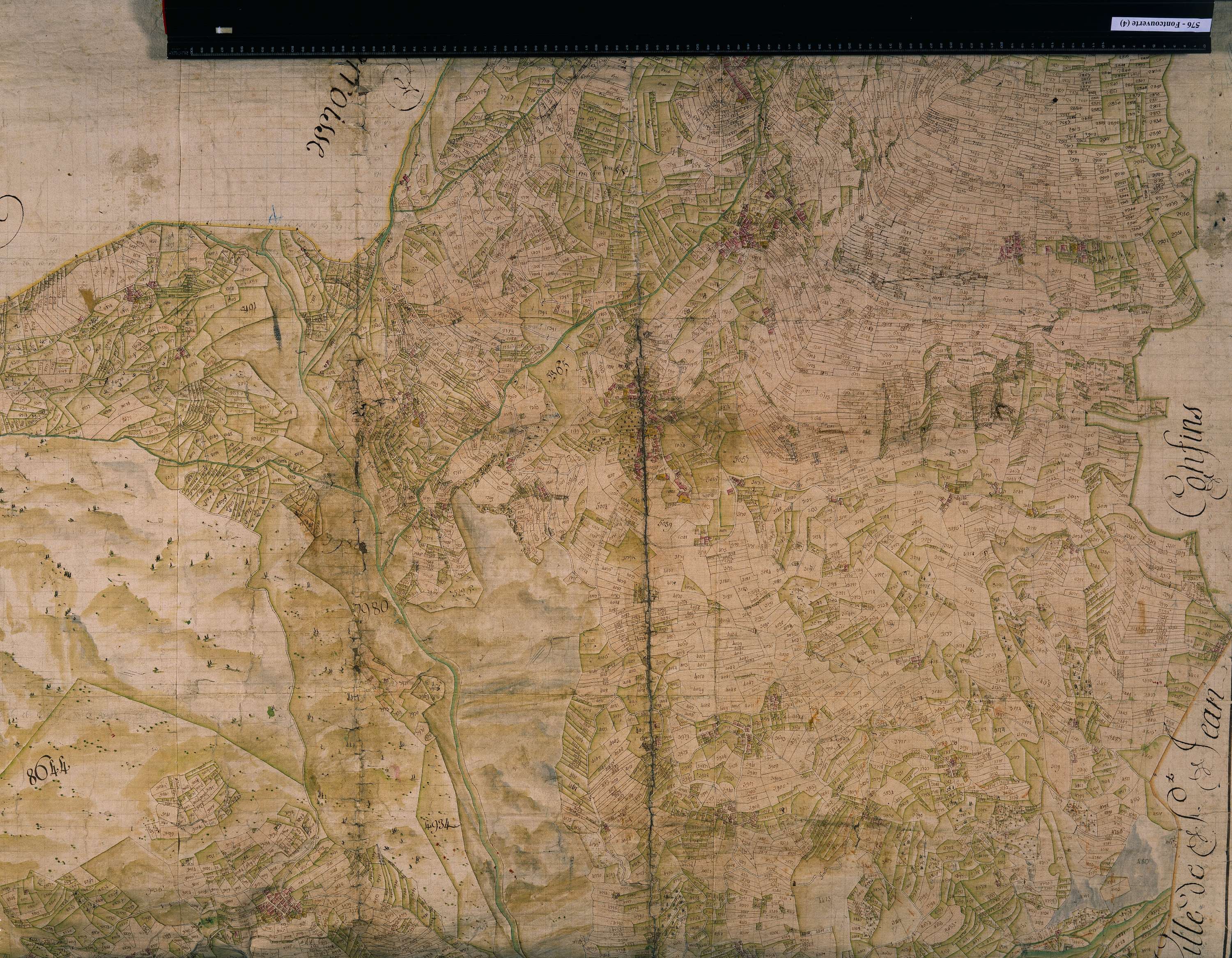 Fontcouverte-la-Toussuire - Copie de la mappe originale (plan cadastral) de la commune de Fontcouverte. Signée Cocelli, directeur de la péréquation.