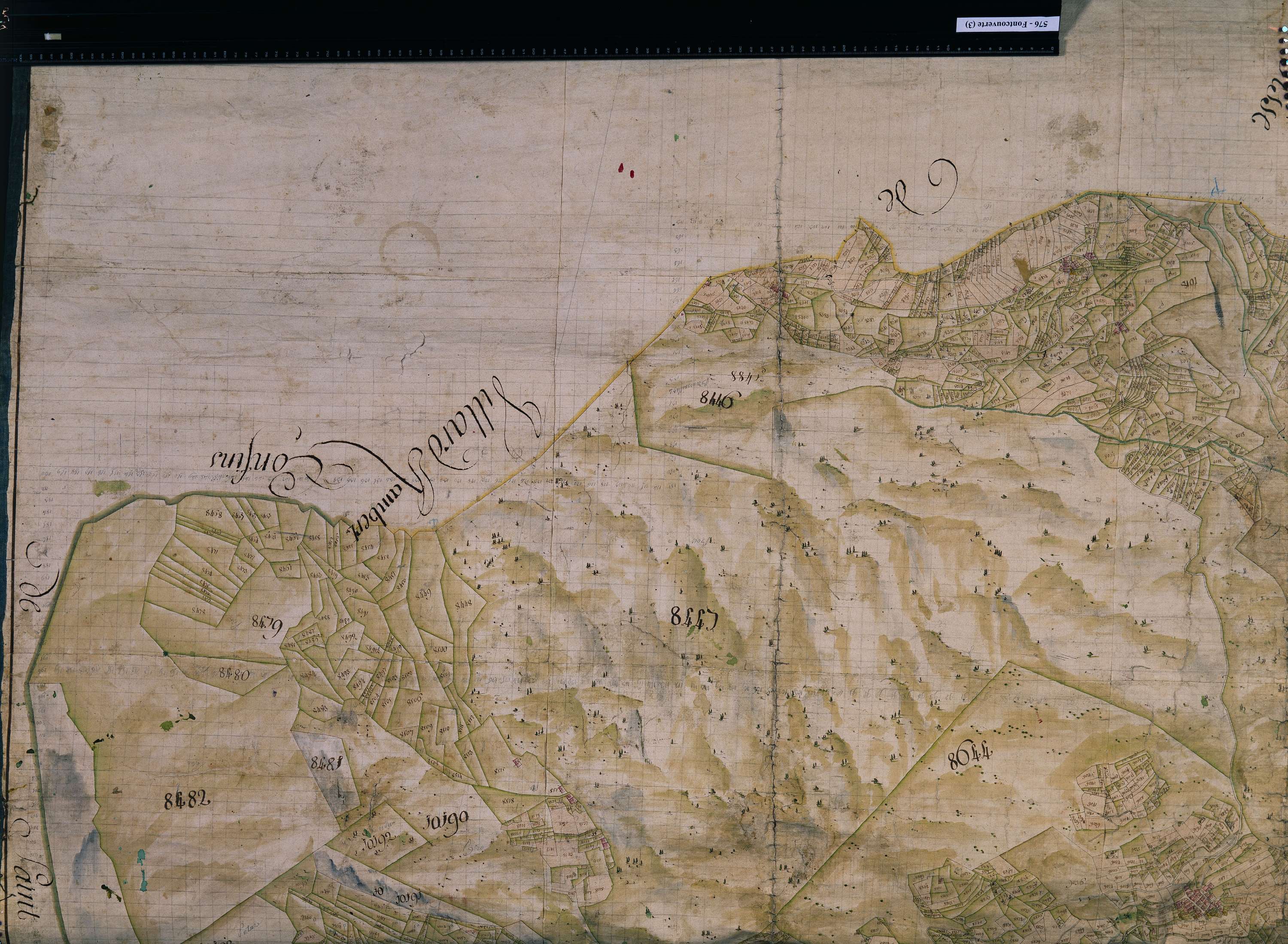 Fontcouverte-la-Toussuire - Copie de la mappe originale (plan cadastral) de la commune de Fontcouverte. Signée Cocelli, directeur de la péréquation.