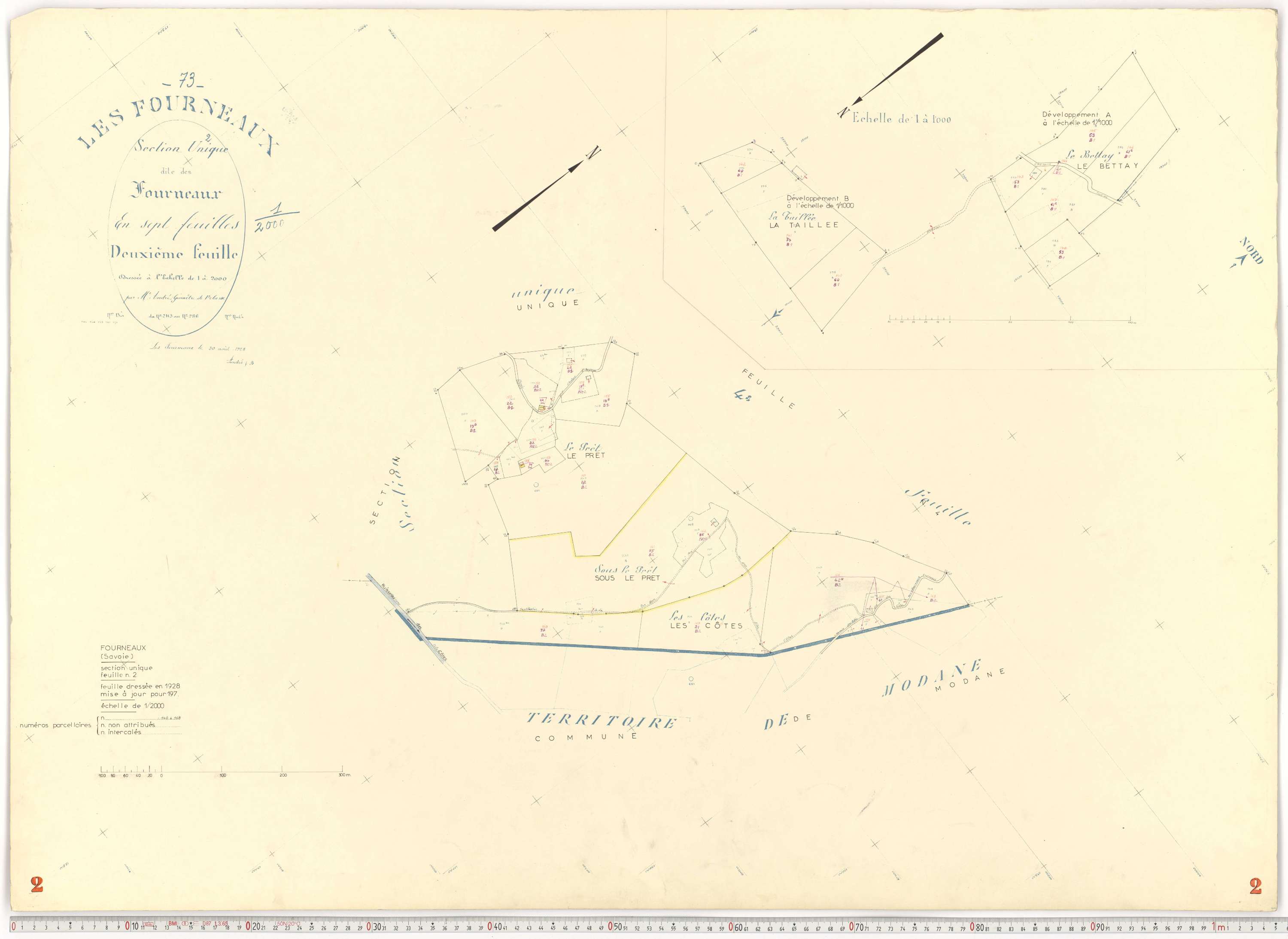 Fourneaux - Plans cadastraux du cadastre rénové.