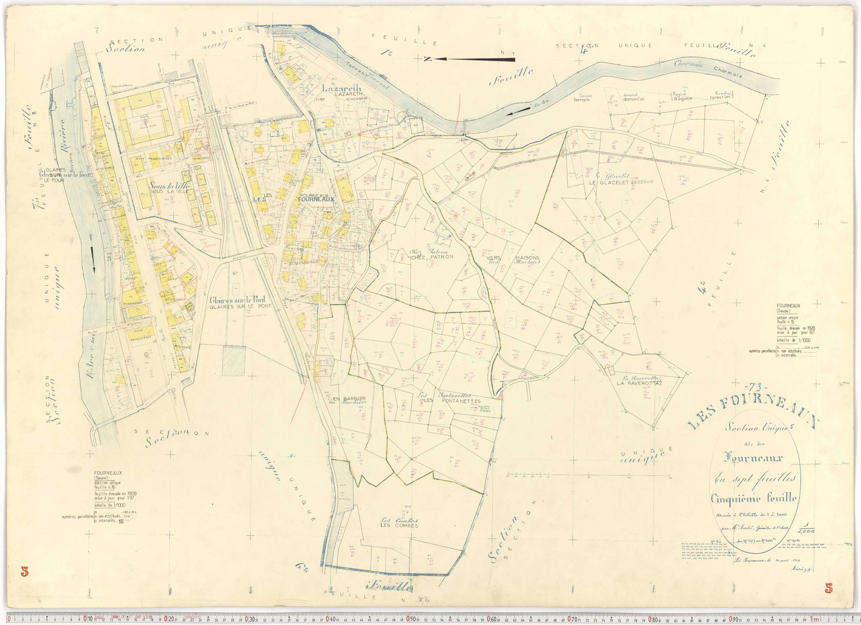 Fourneaux - Plans cadastraux du cadastre rénové.