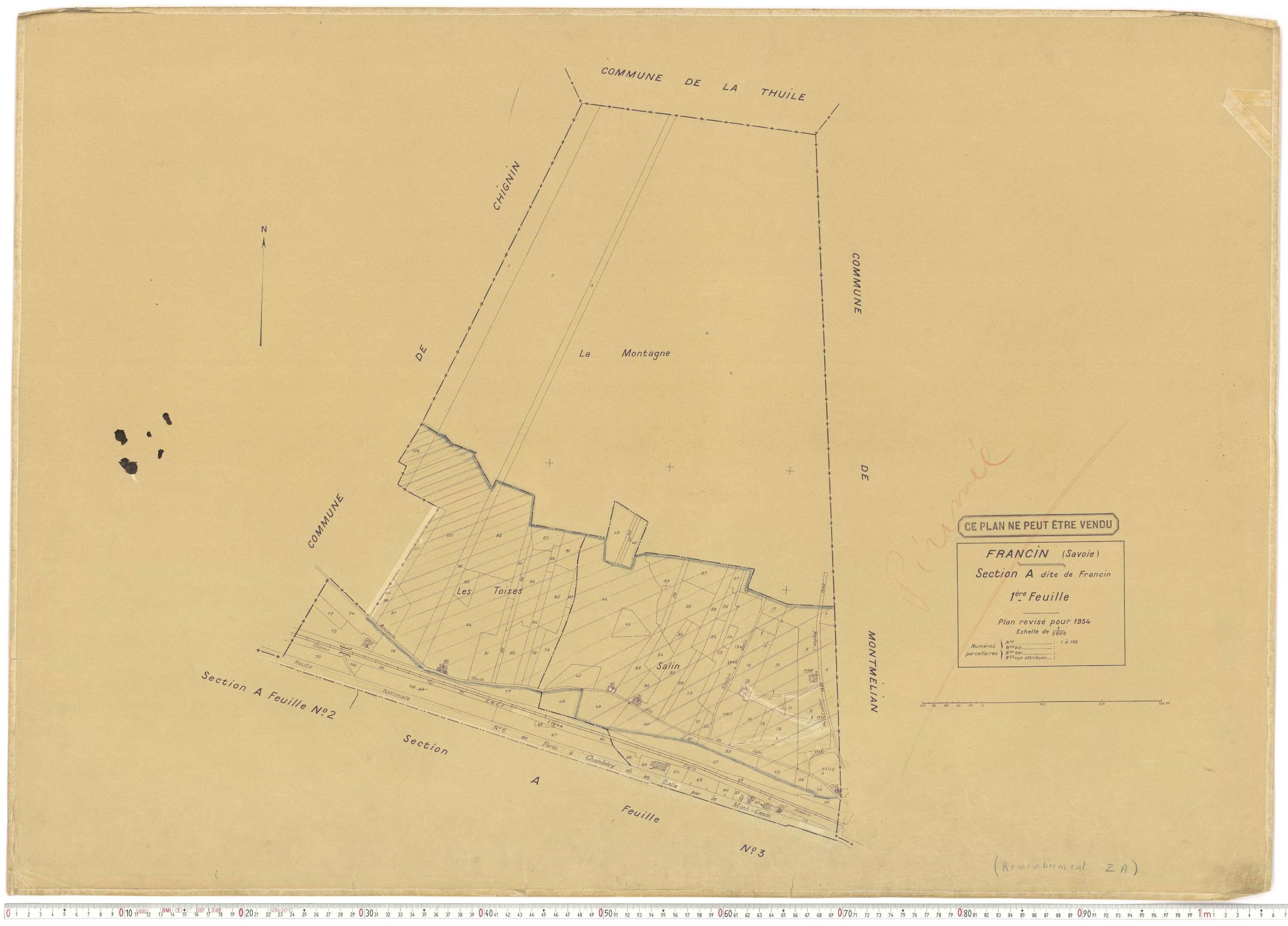 Francin - Cadastre rénové (1934).