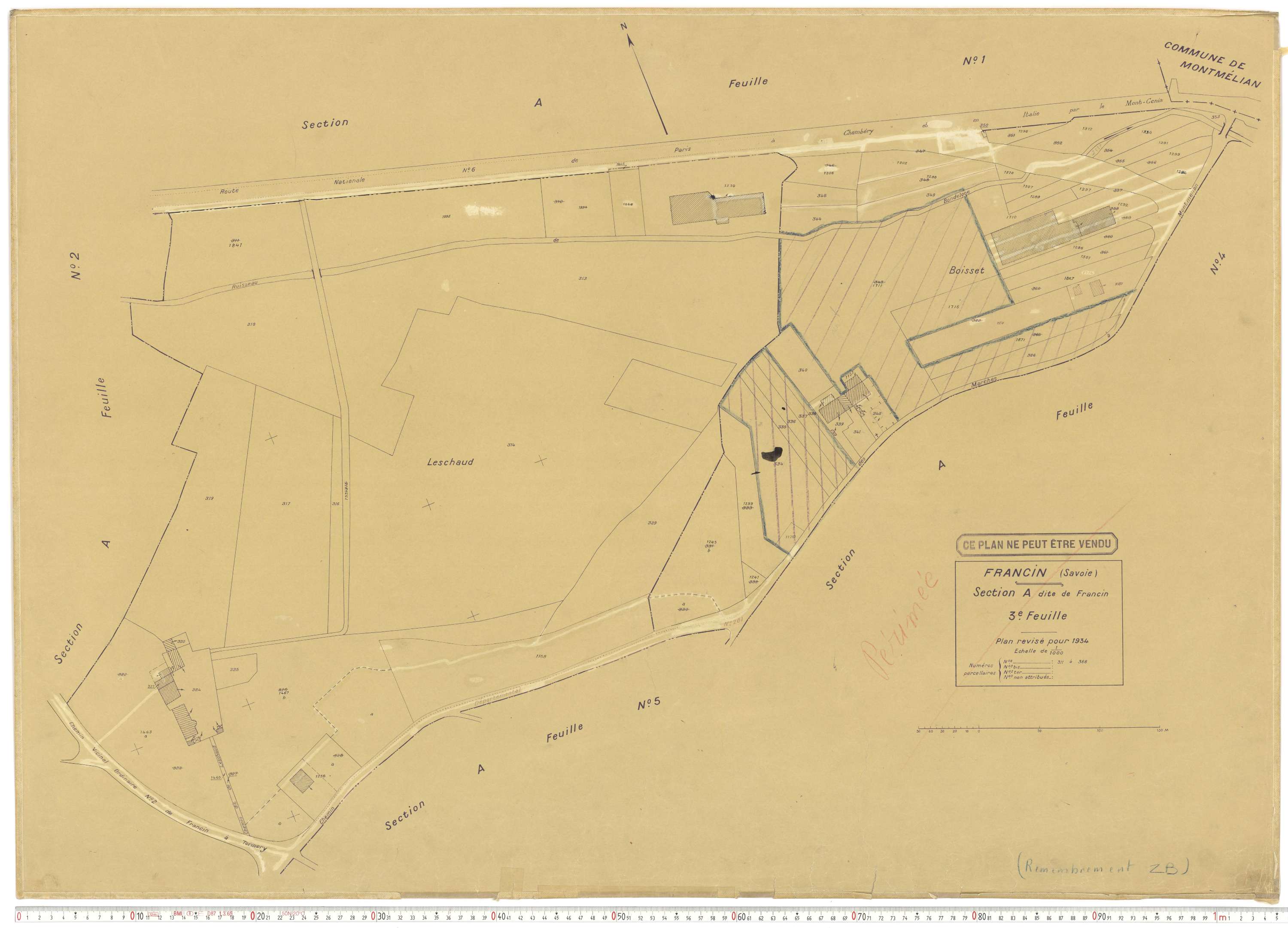 Francin - Cadastre rénové (1934).