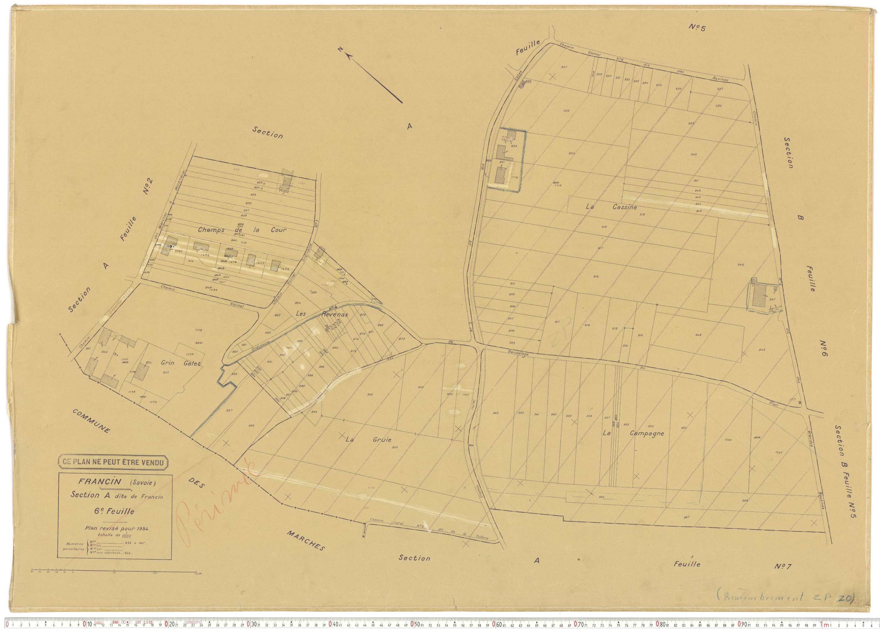 Francin - Cadastre rénové (1934).