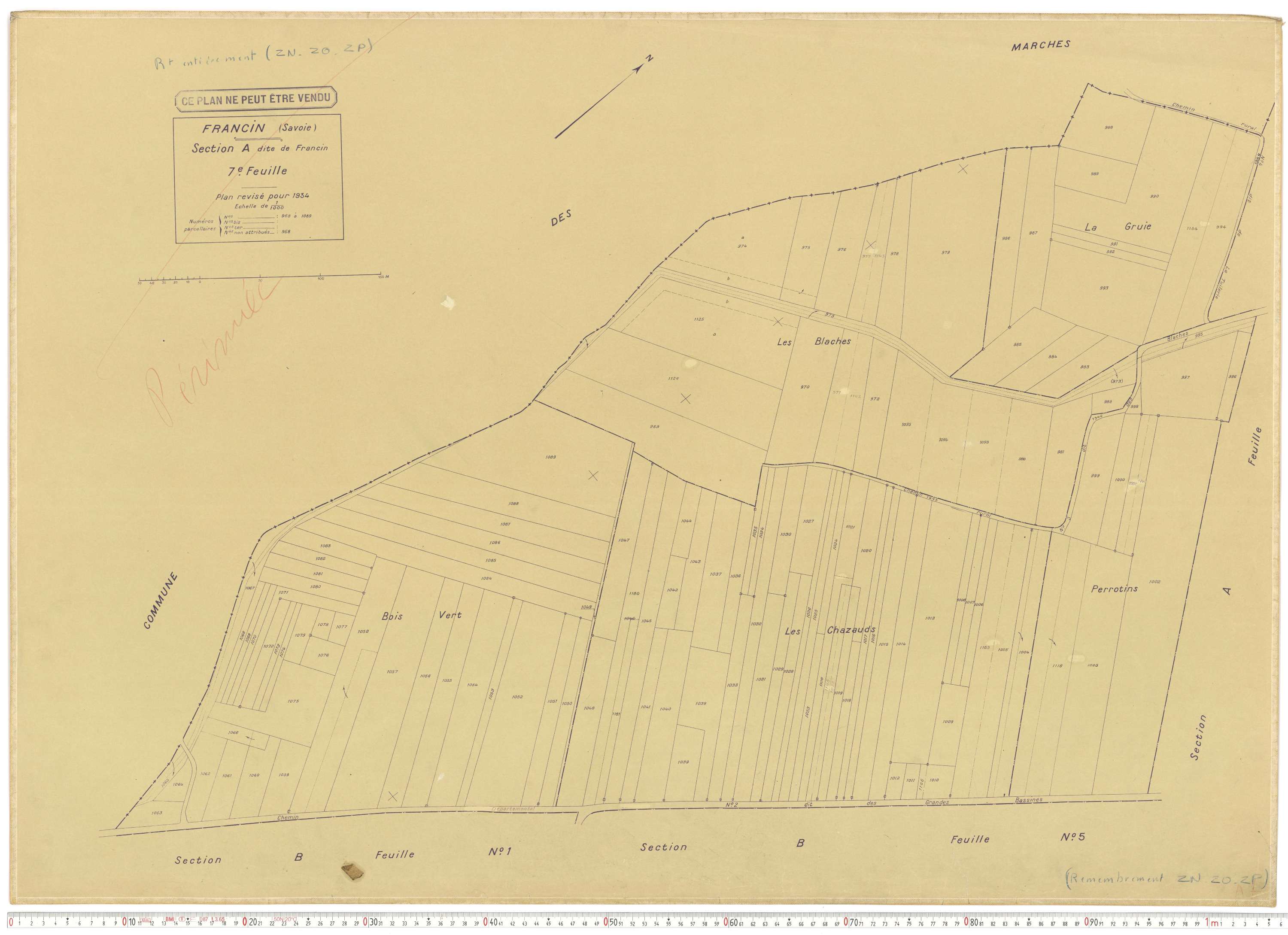 Francin - Cadastre rénové (1934).
