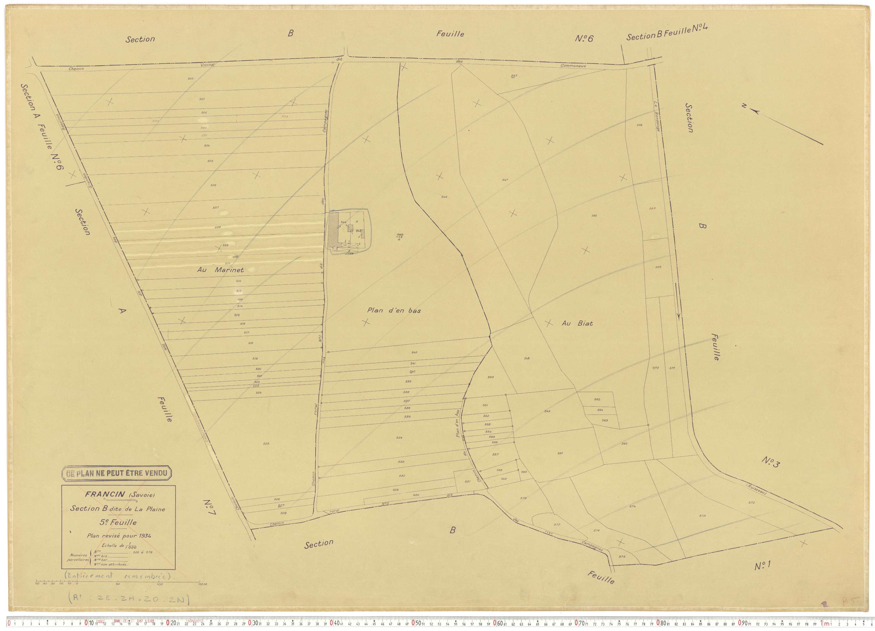 Francin - Cadastre rénové (1934).