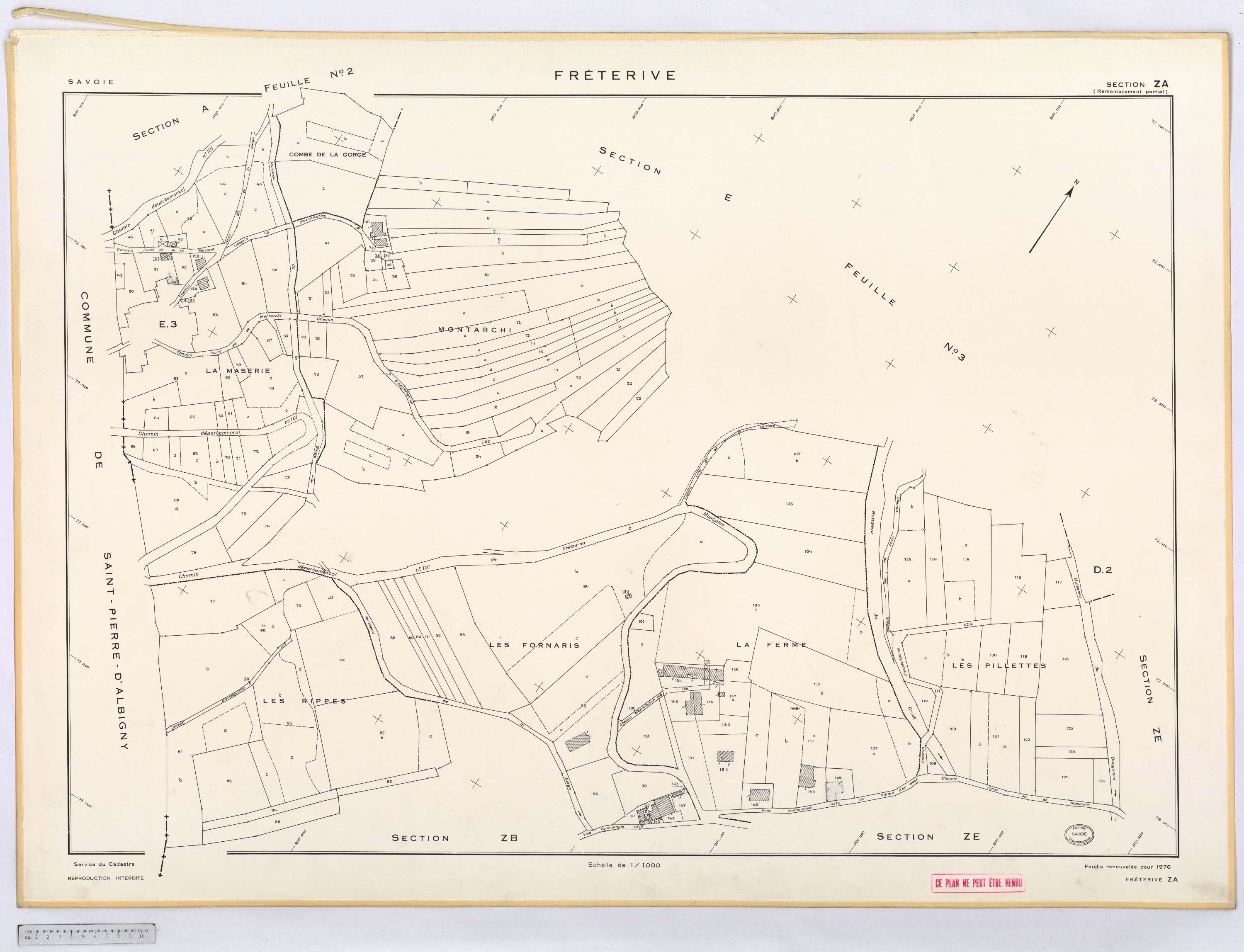 Fréterive - Cadastre remembré (1974).