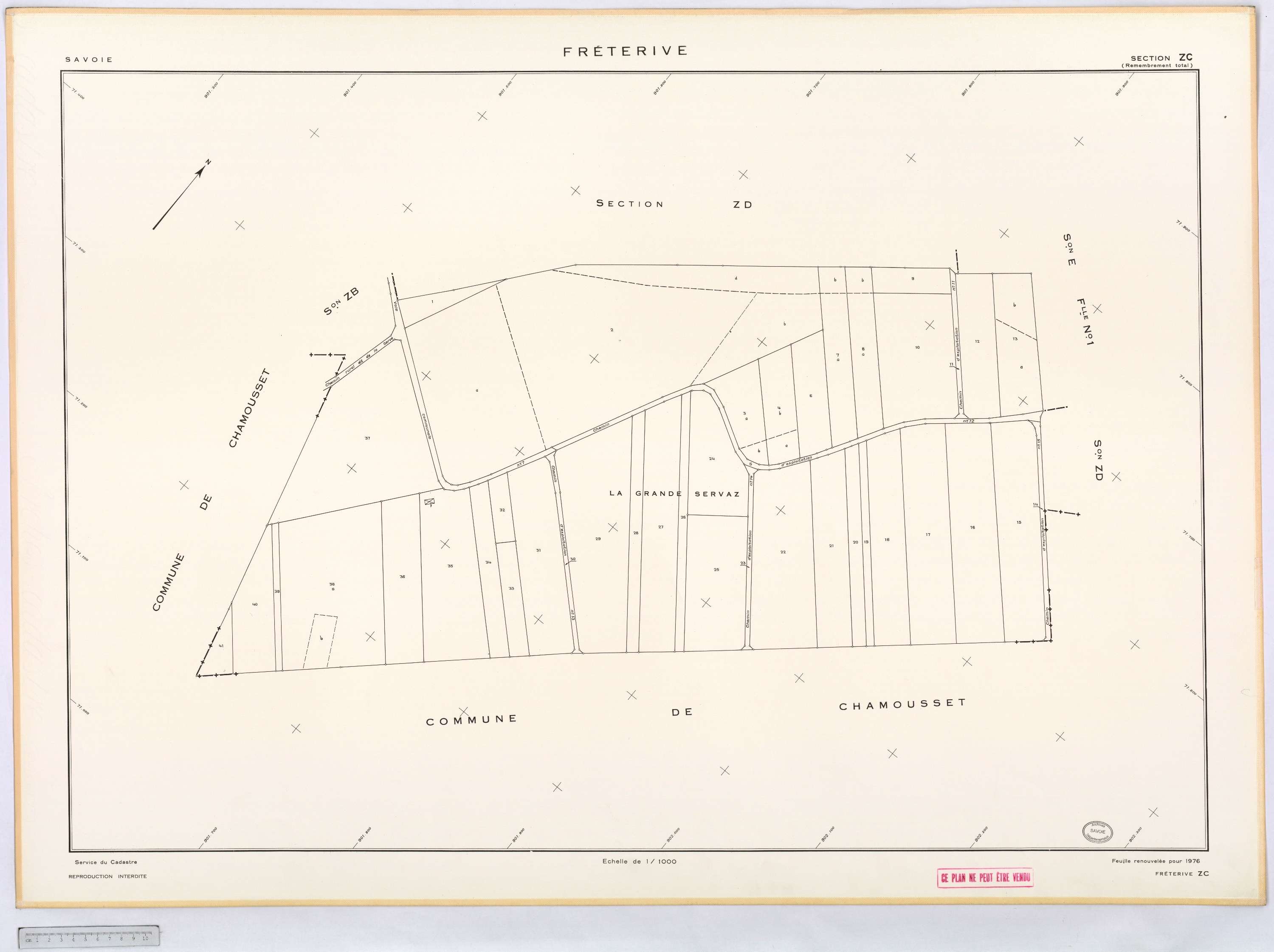 Fréterive - Cadastre remembré (1974).