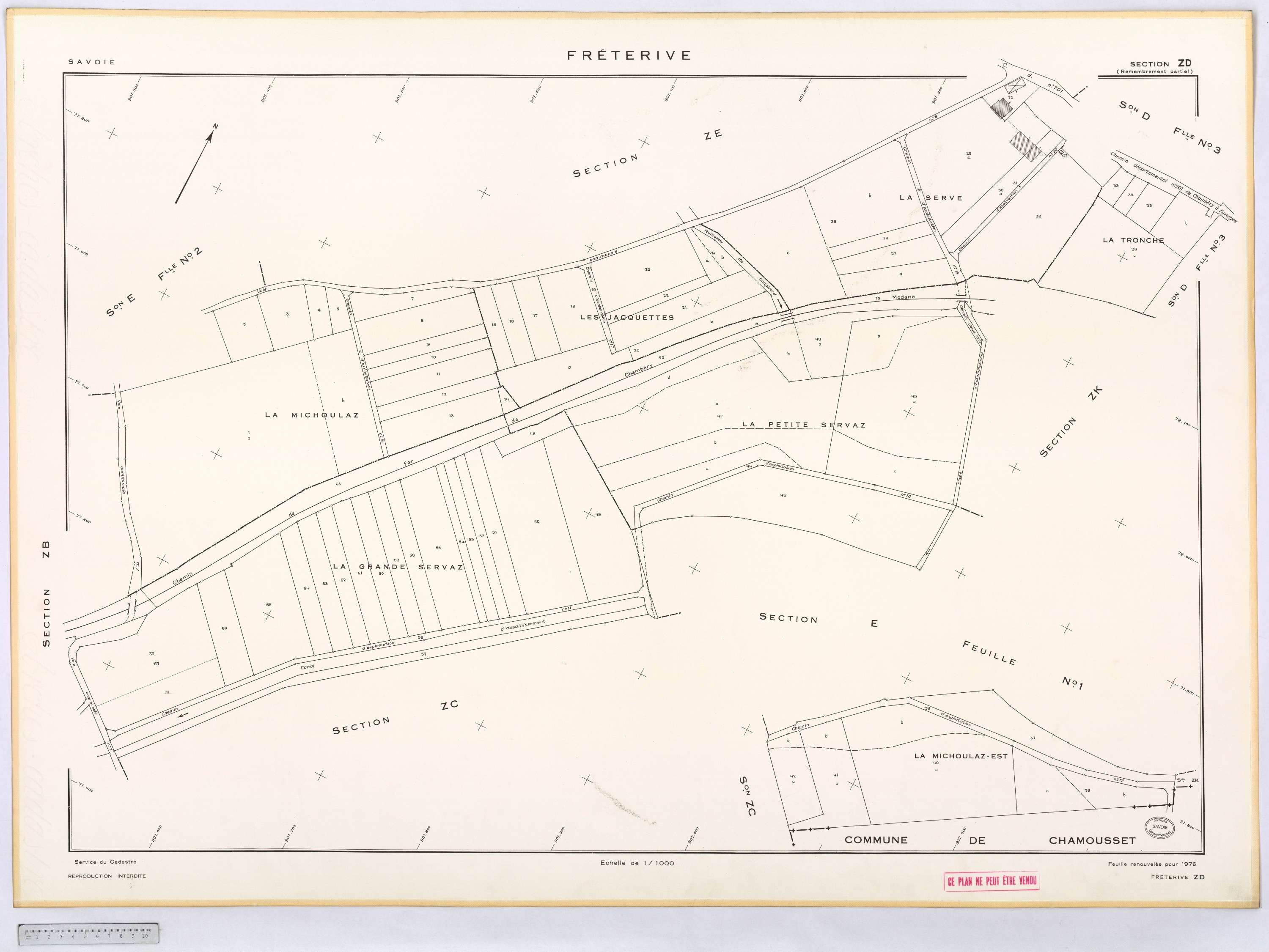 Fréterive - Cadastre remembré (1974).