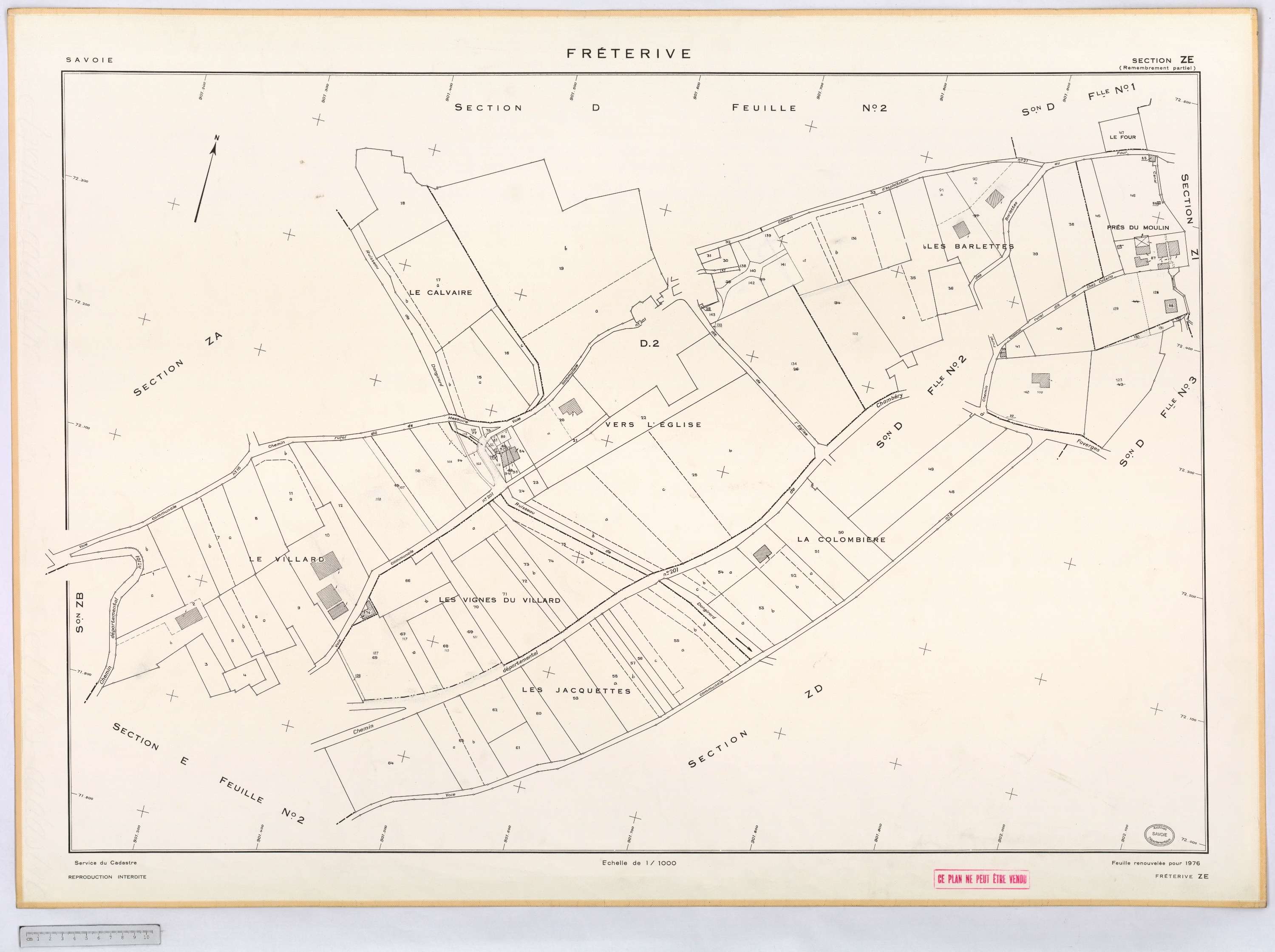Fréterive - Cadastre remembré (1974).