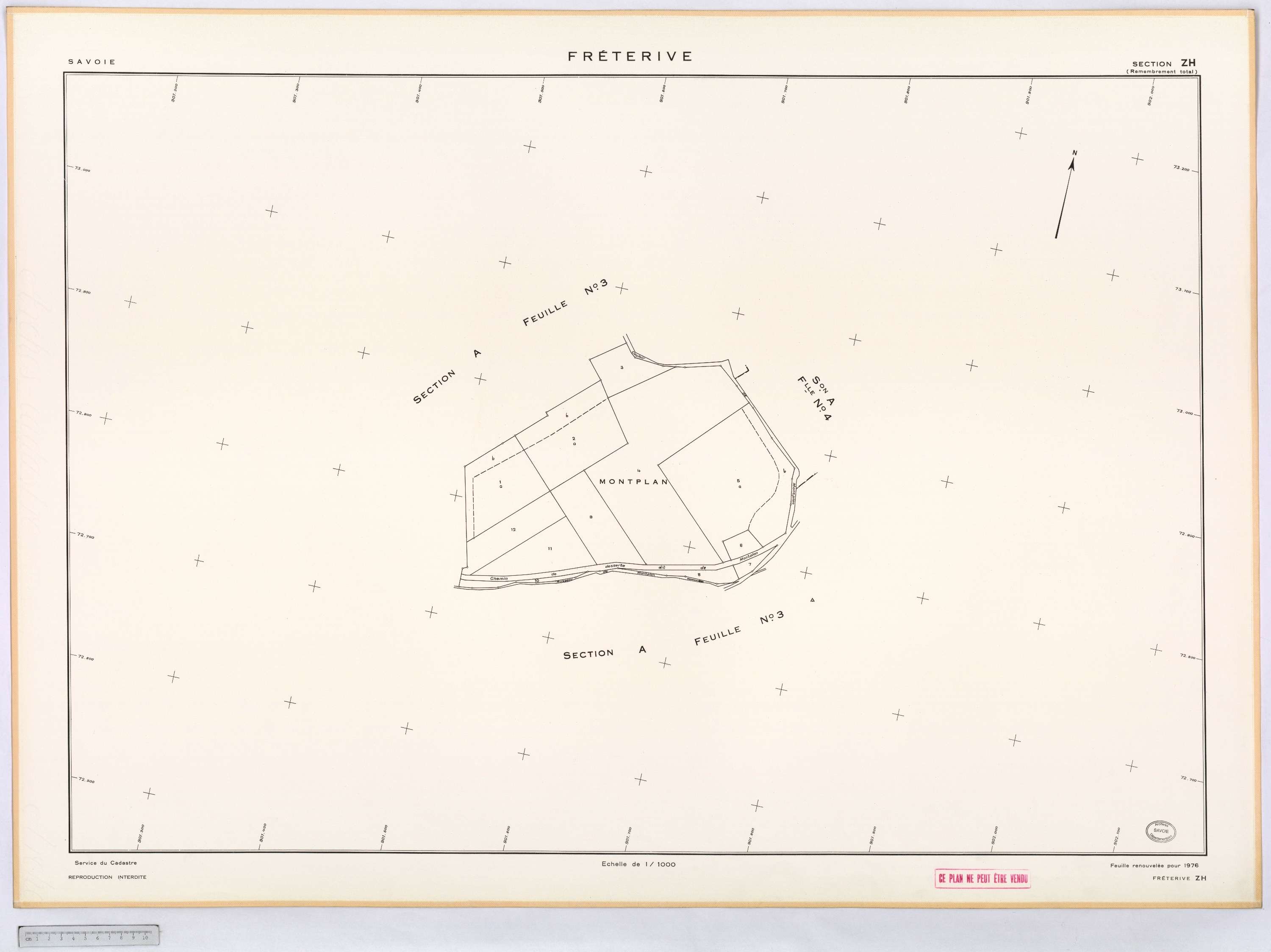 Fréterive - Cadastre remembré (1974).