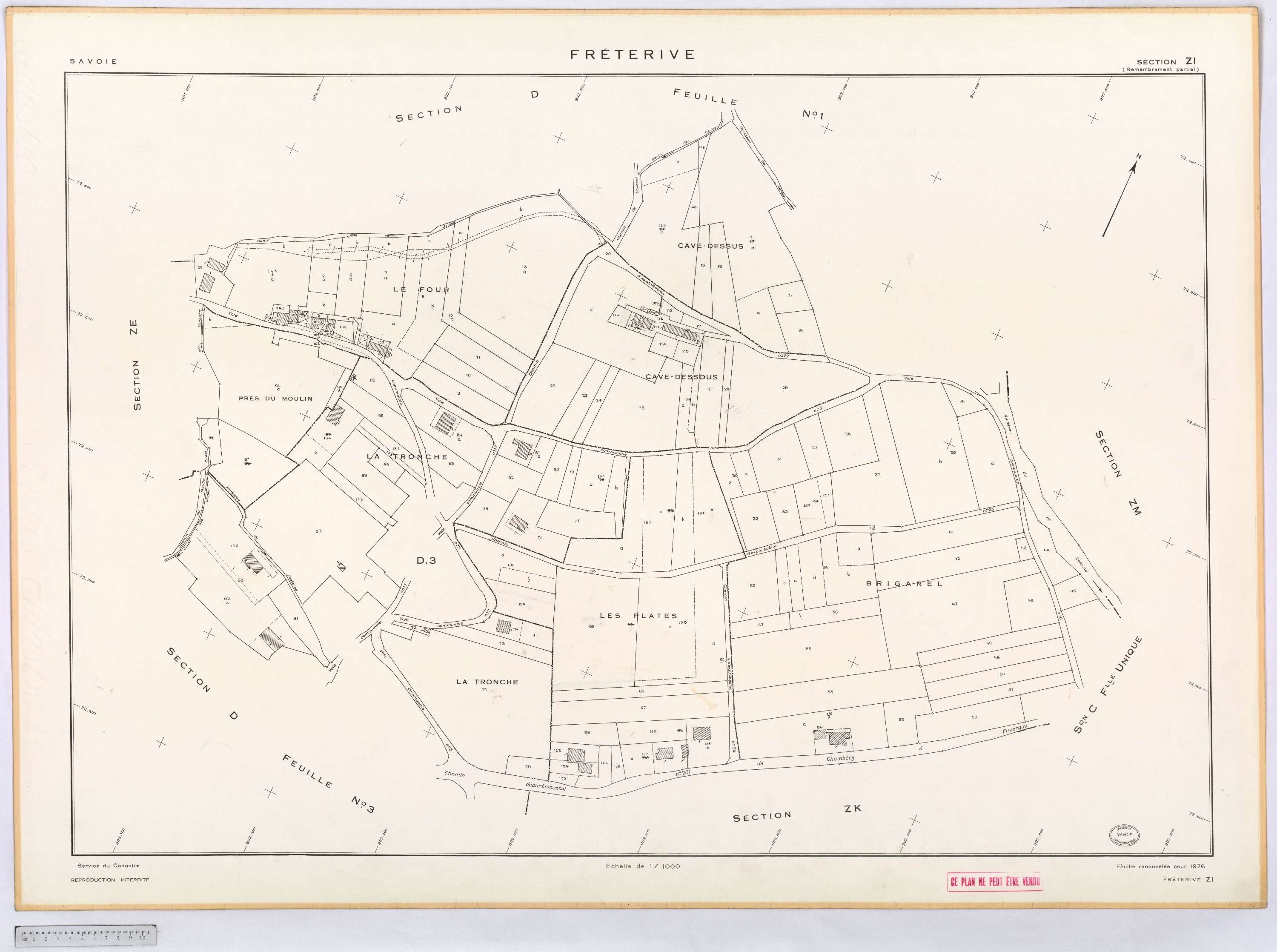 Fréterive - Cadastre remembré (1974).