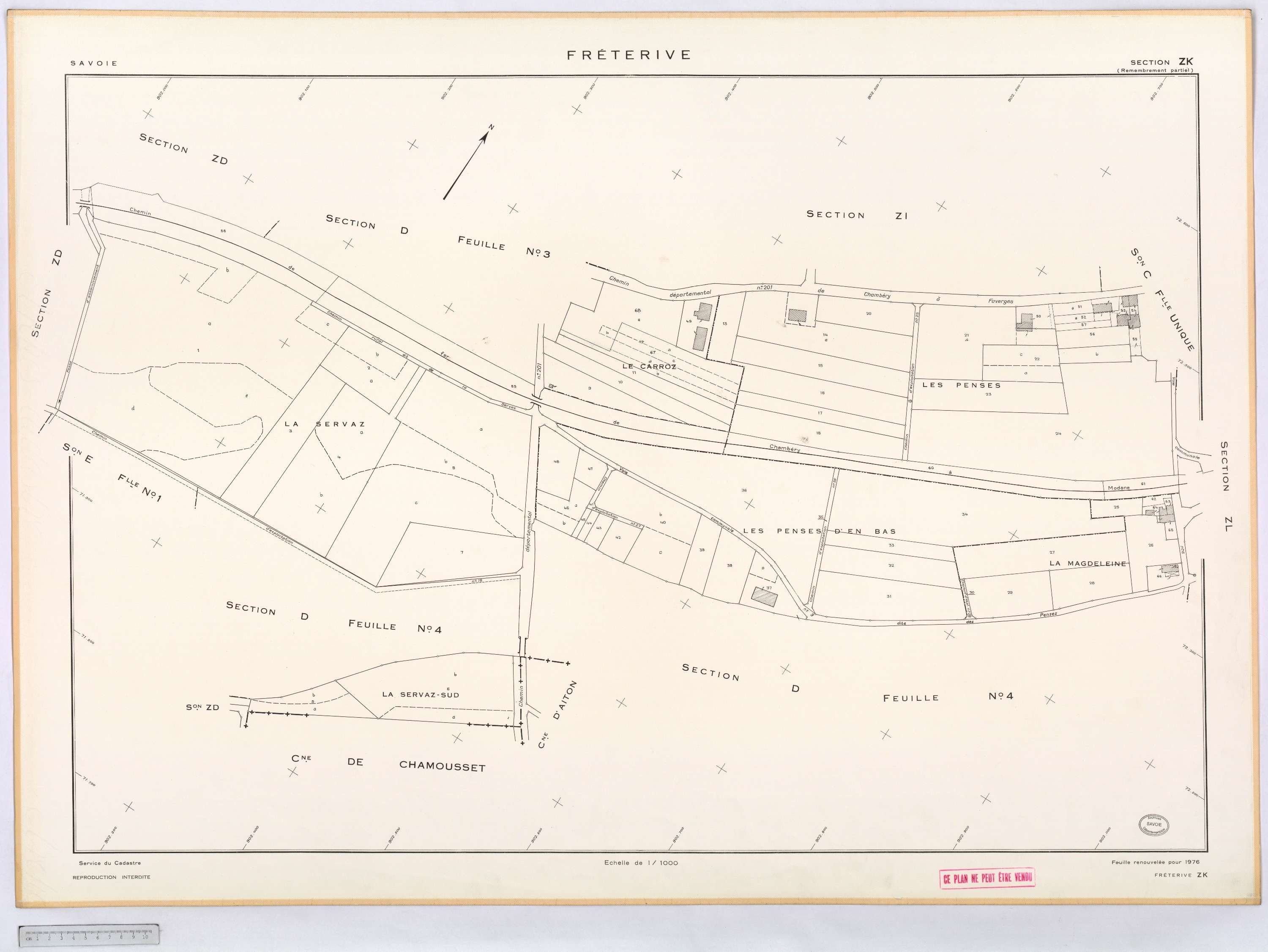 Fréterive - Cadastre remembré (1974).