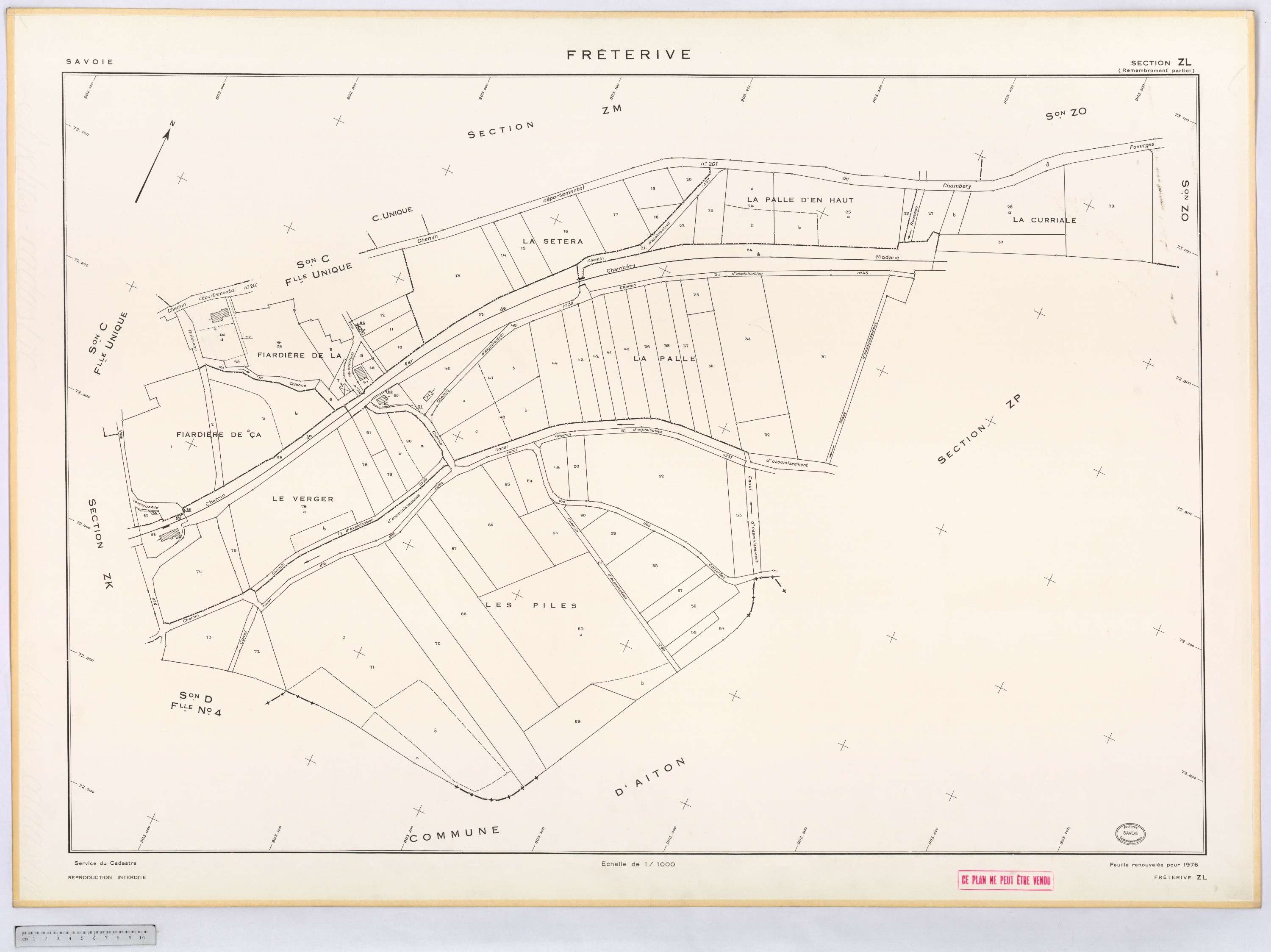 Fréterive - Cadastre remembré (1974).