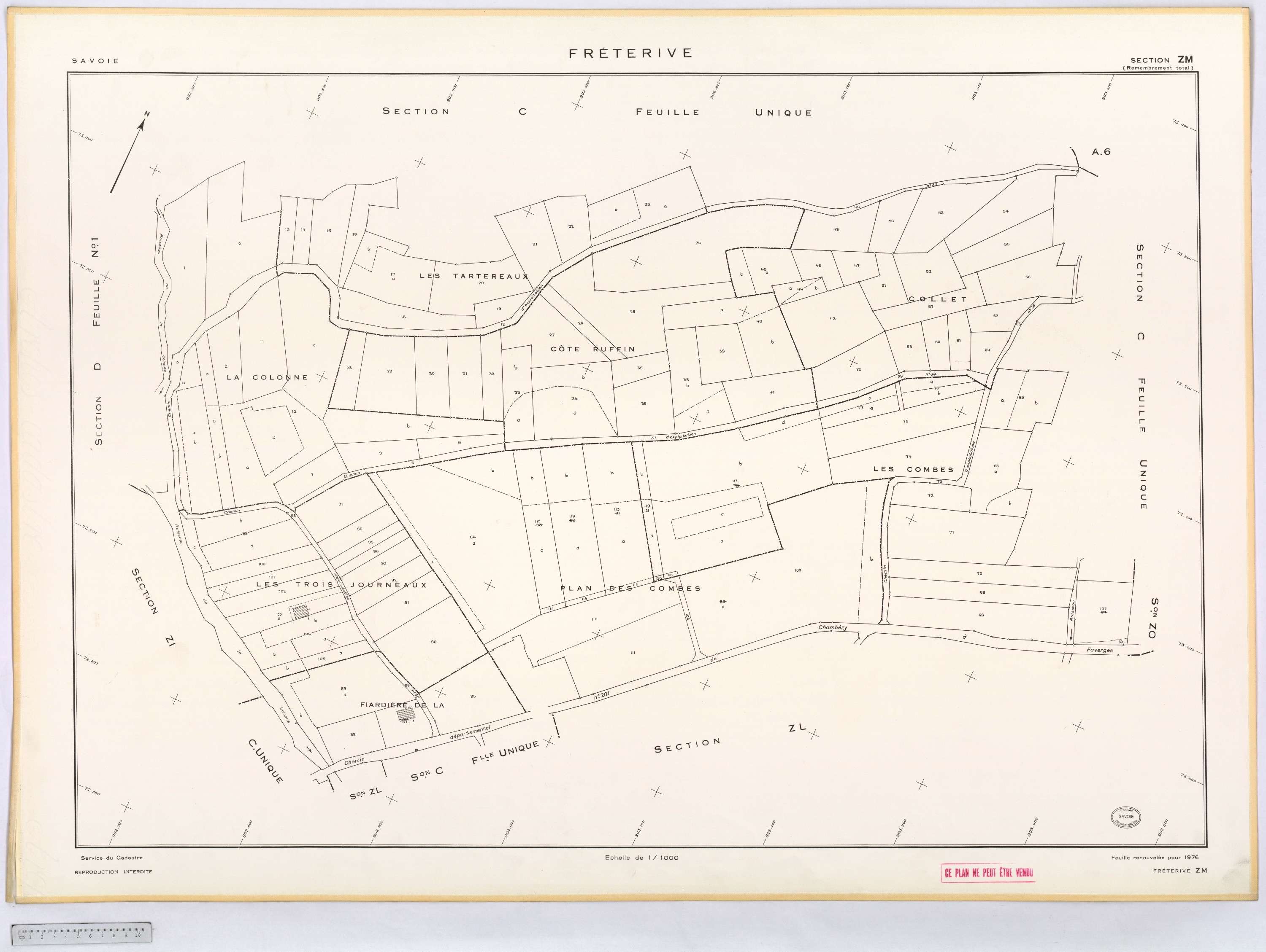 Fréterive - Cadastre remembré (1974).