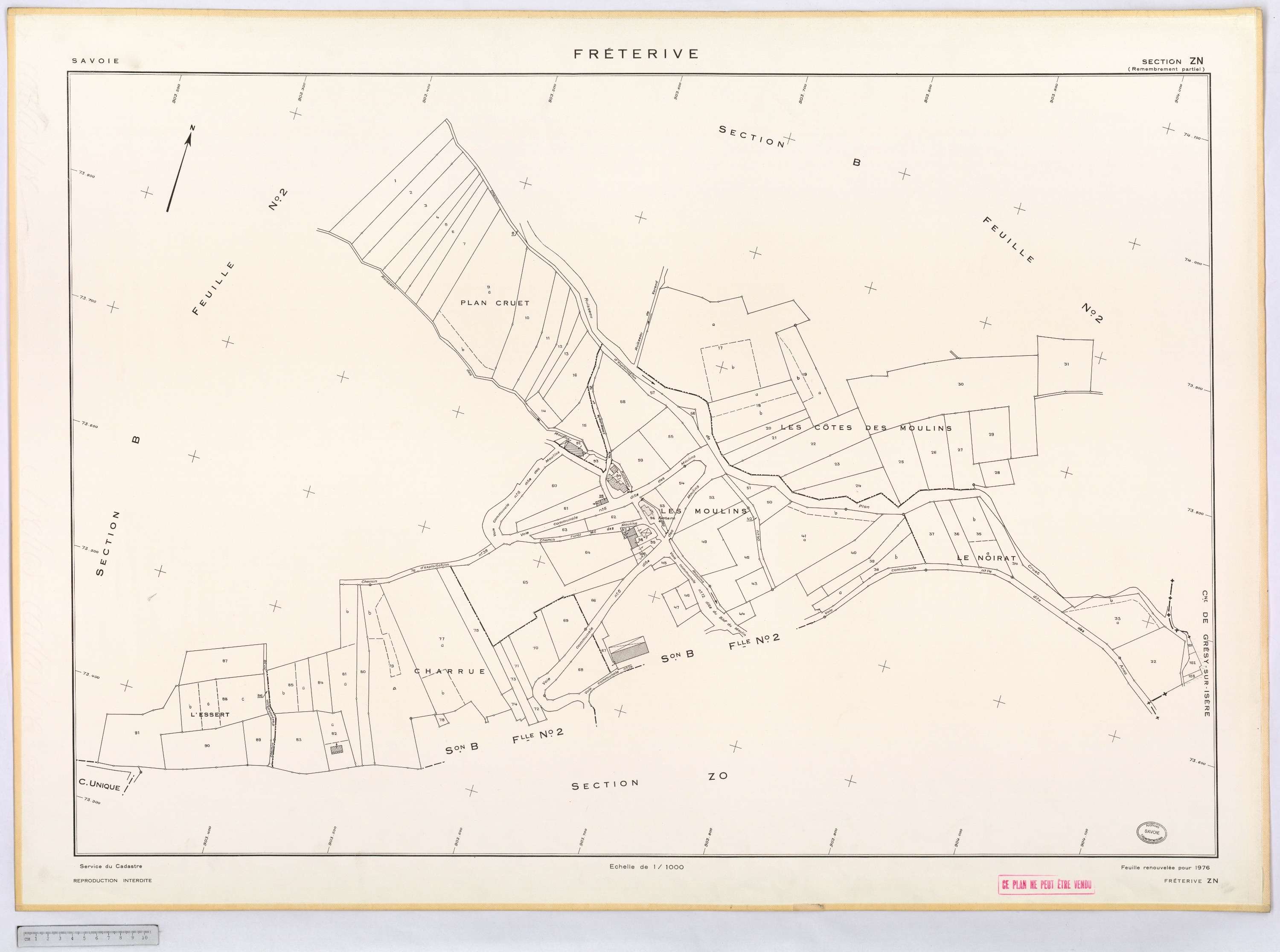 Fréterive - Cadastre remembré (1974).