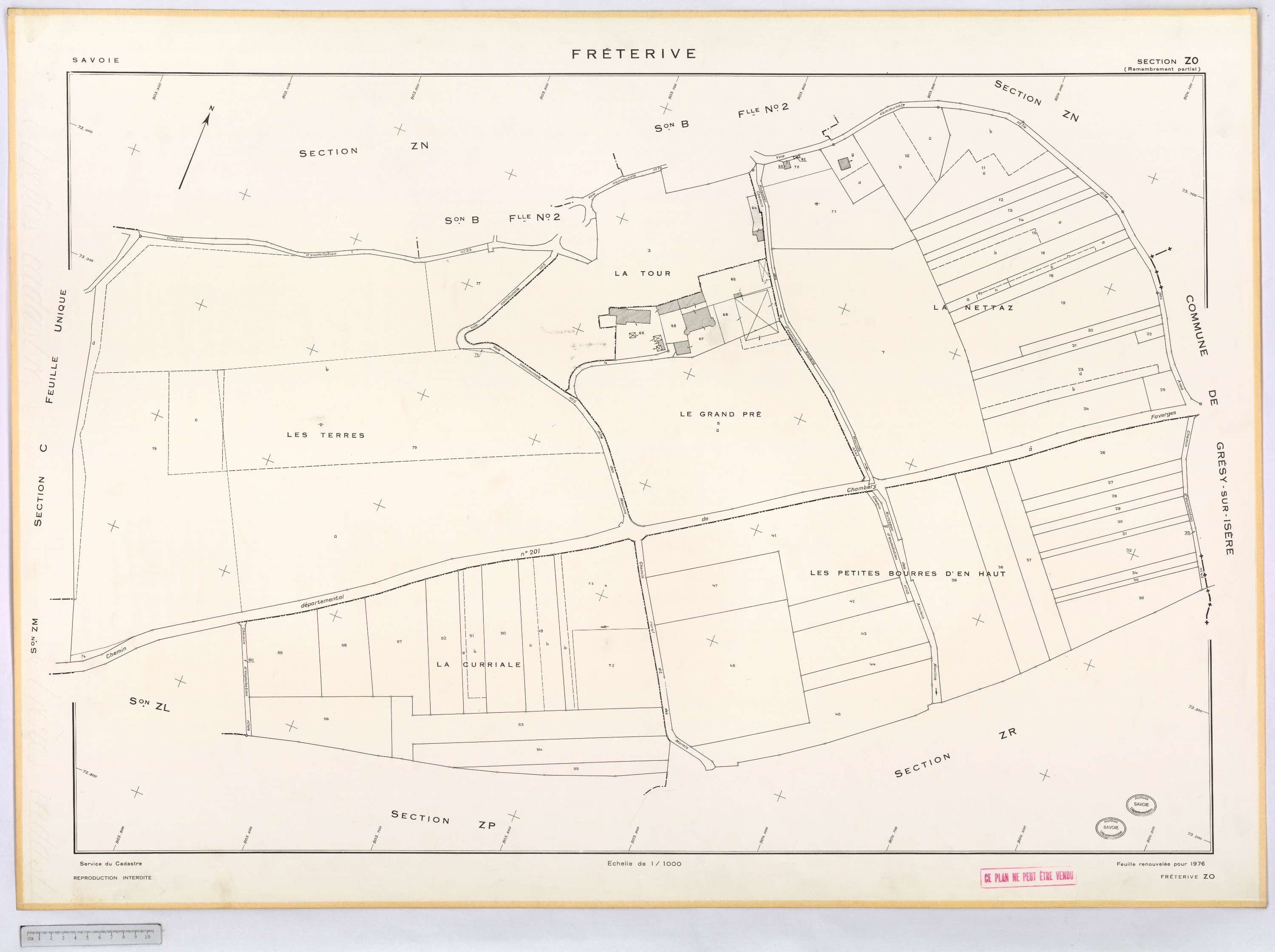 Fréterive - Cadastre remembré (1974).