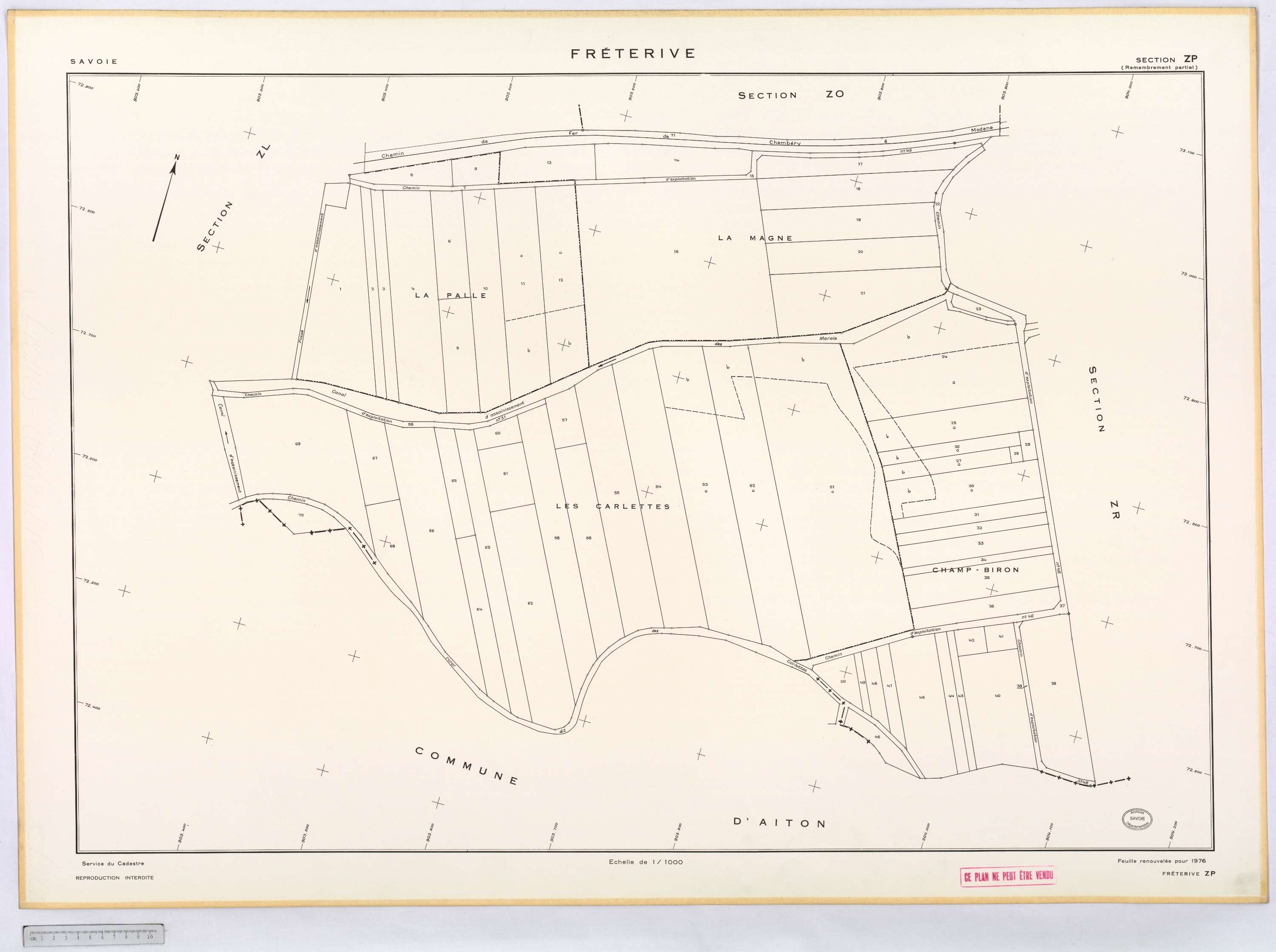 Fréterive - Cadastre remembré (1974).