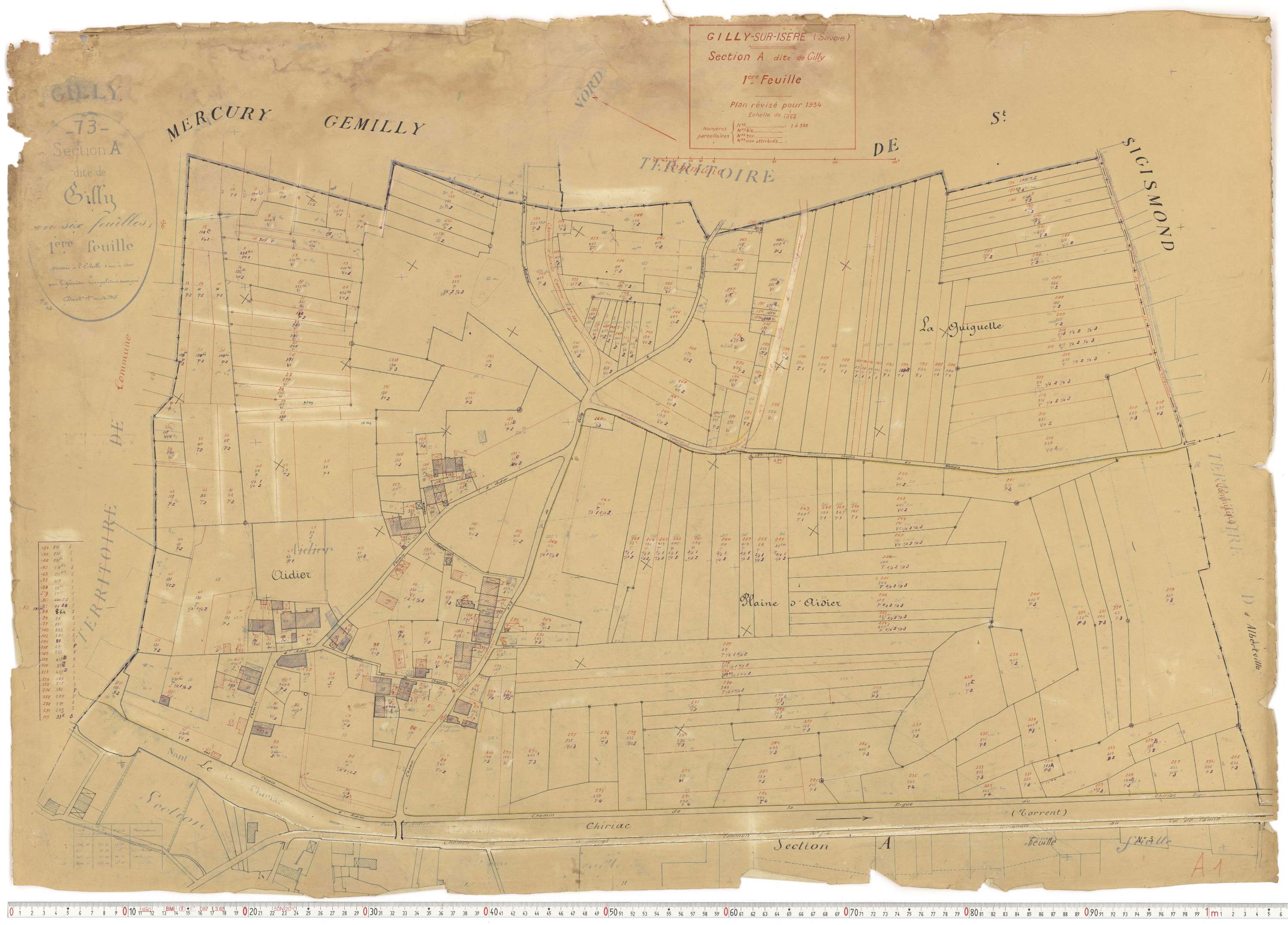 Gilly-sur-Isère - Plans cadastraux du cadastre rénové.