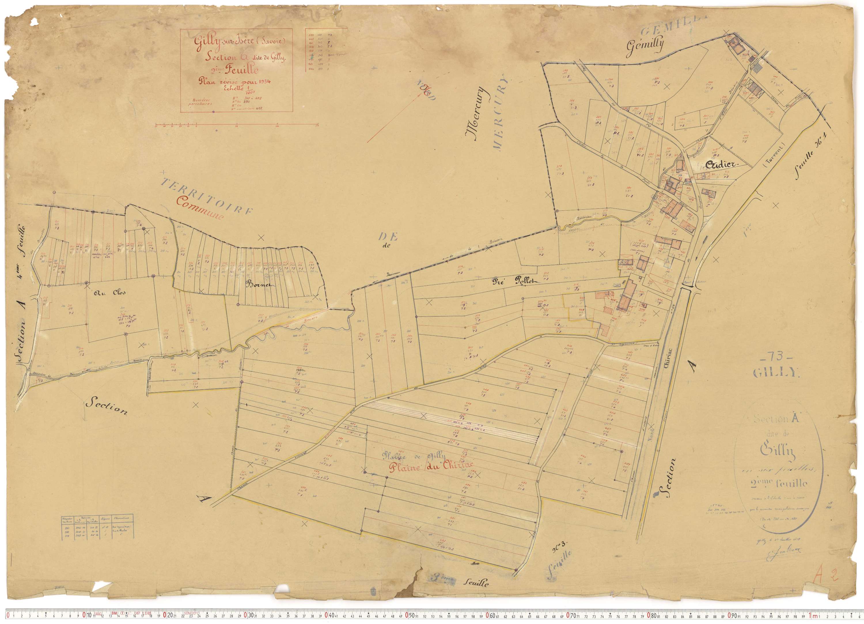 Gilly-sur-Isère - Plans cadastraux du cadastre rénové.