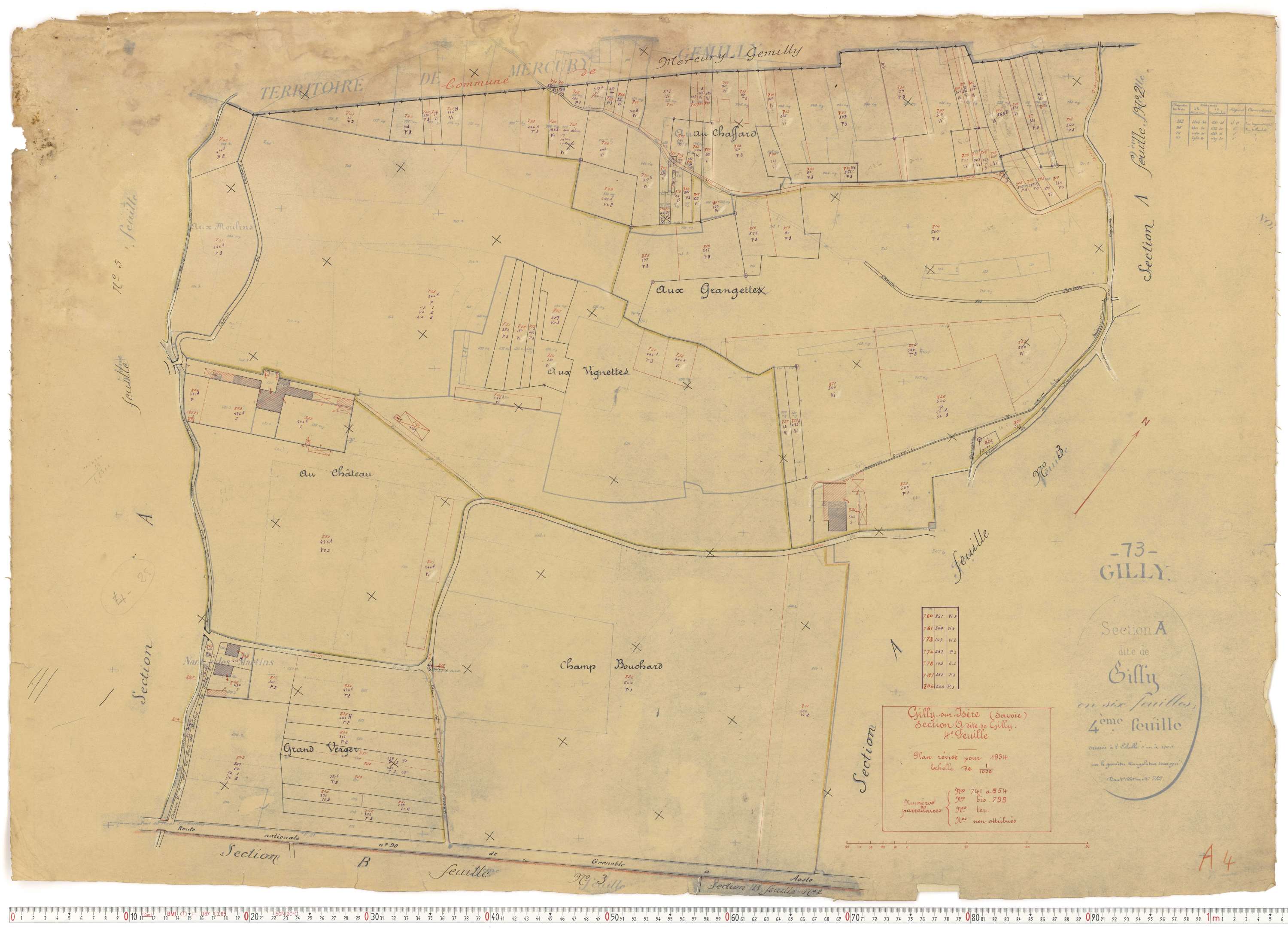 Gilly-sur-Isère - Plans cadastraux du cadastre rénové.