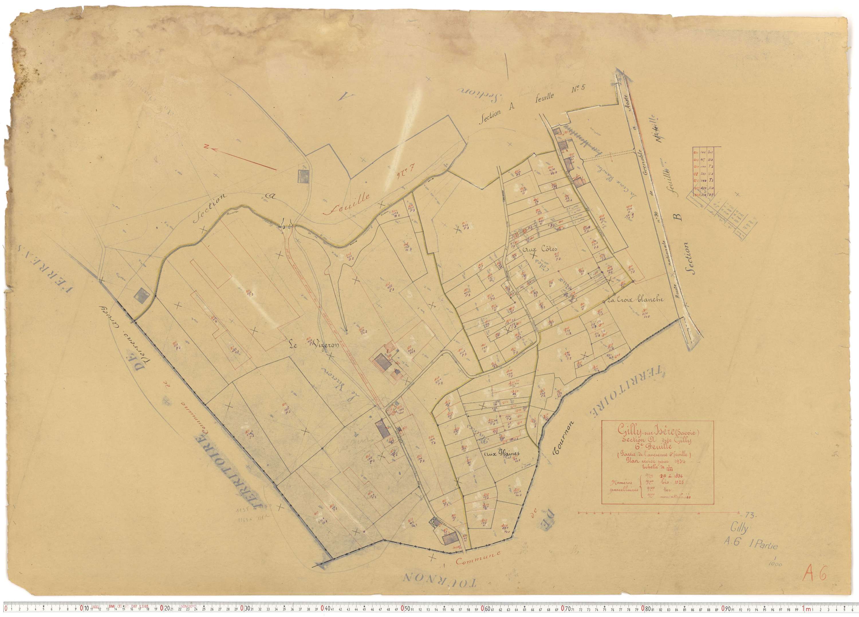 Gilly-sur-Isère - Plans cadastraux du cadastre rénové.