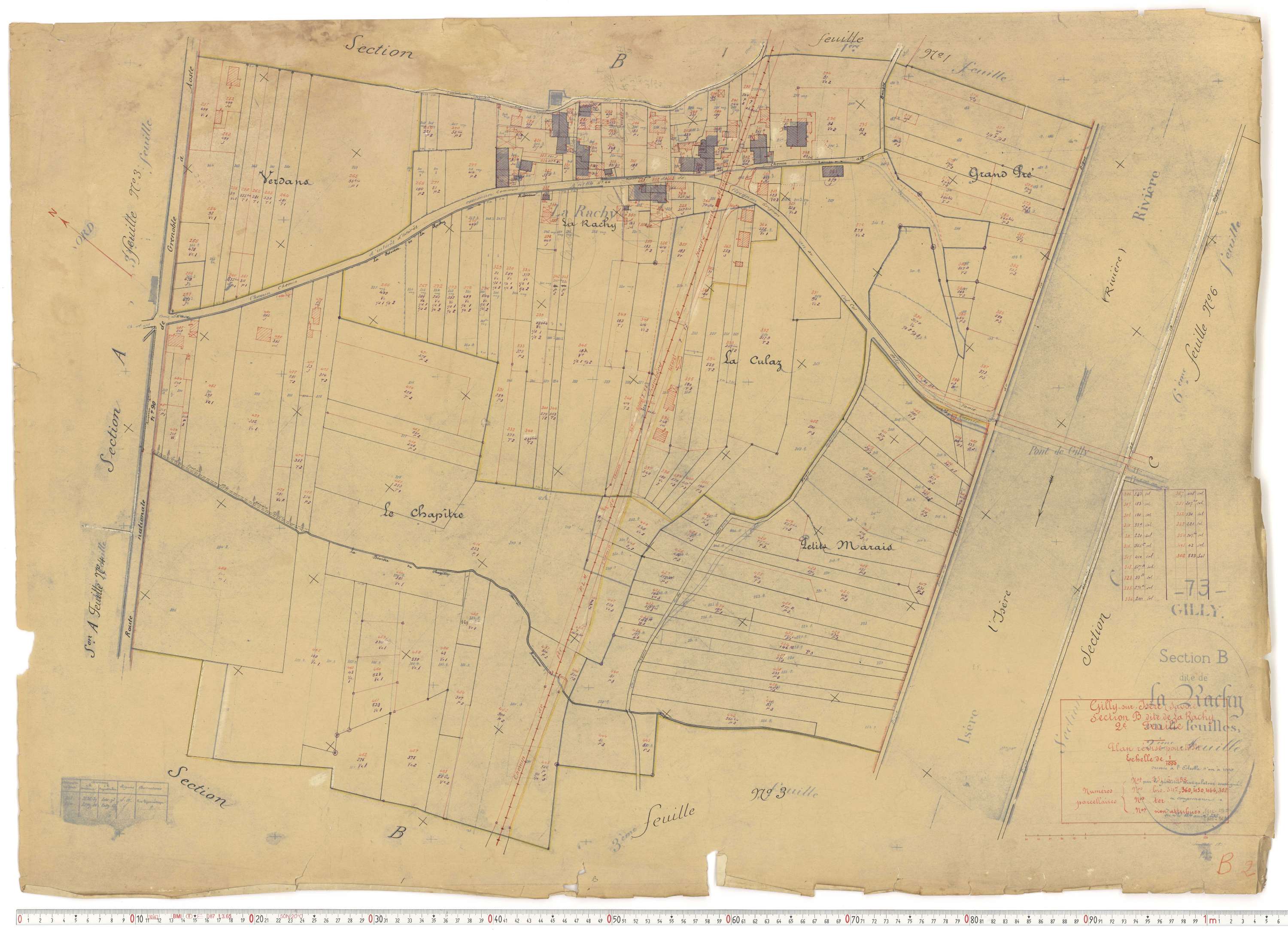 Gilly-sur-Isère - Plans cadastraux du cadastre rénové.