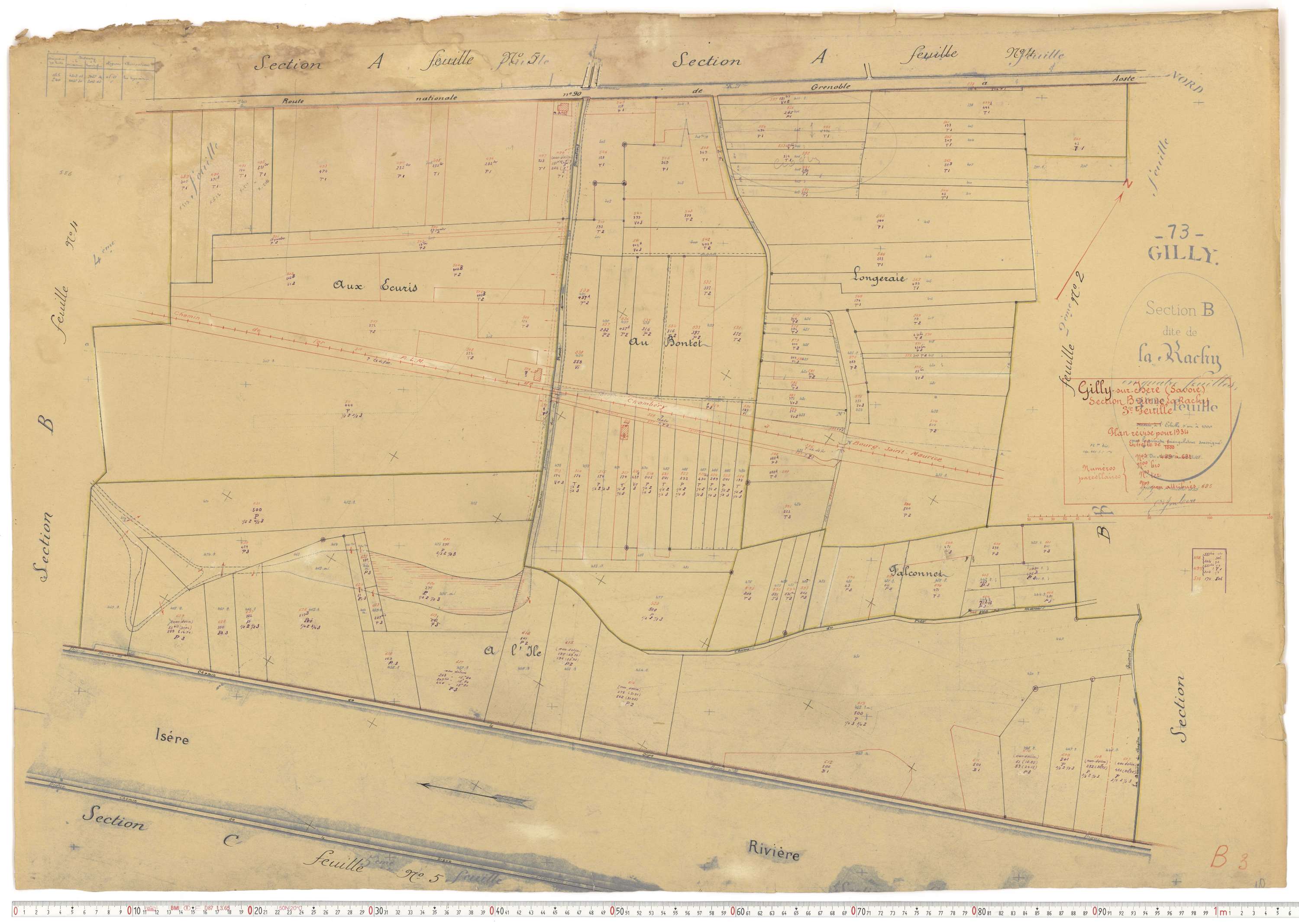 Gilly-sur-Isère - Plans cadastraux du cadastre rénové.