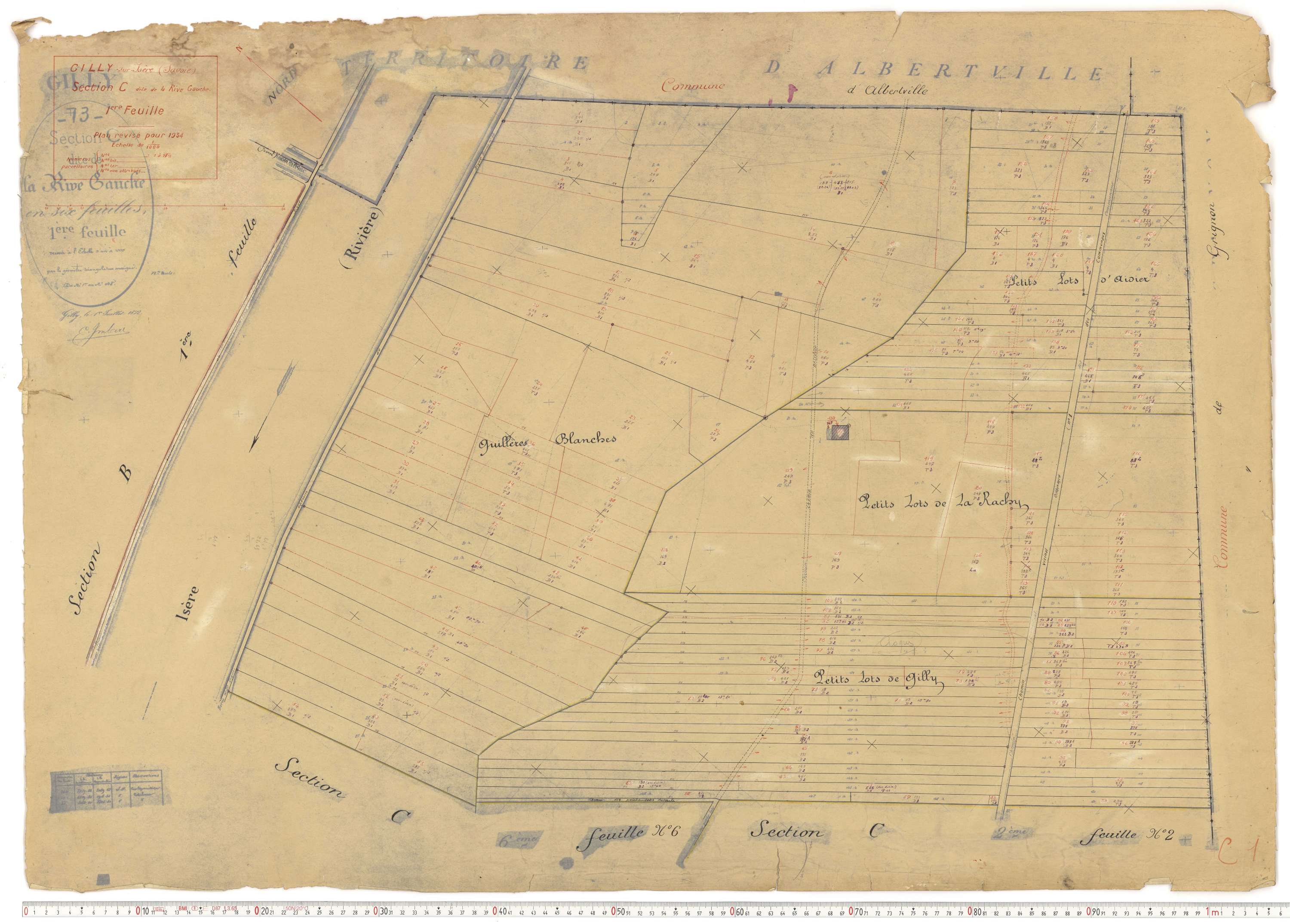 Gilly-sur-Isère - Plans cadastraux du cadastre rénové.