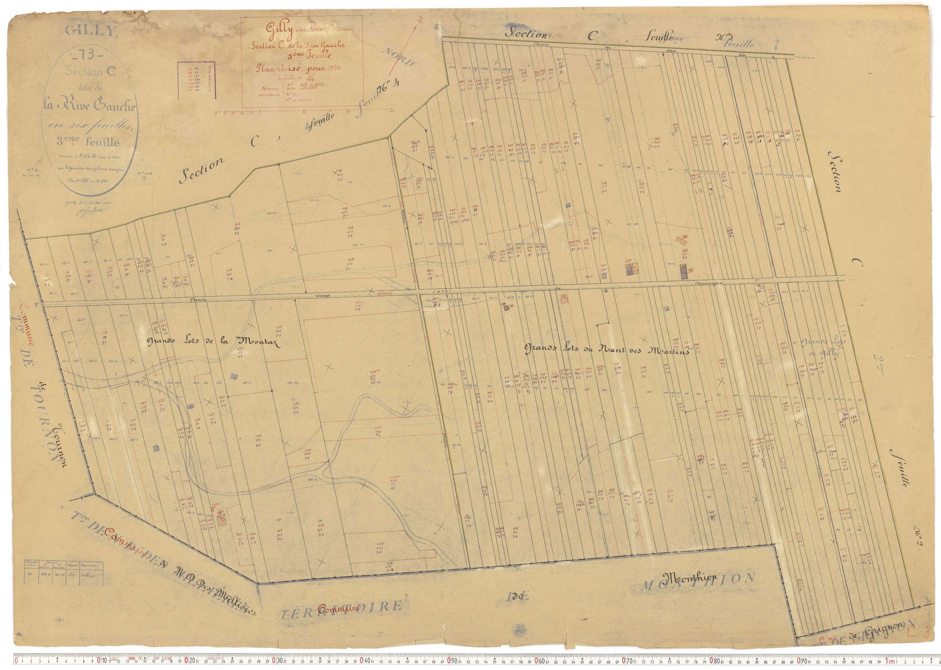 Gilly-sur-Isère - Plans cadastraux du cadastre rénové.