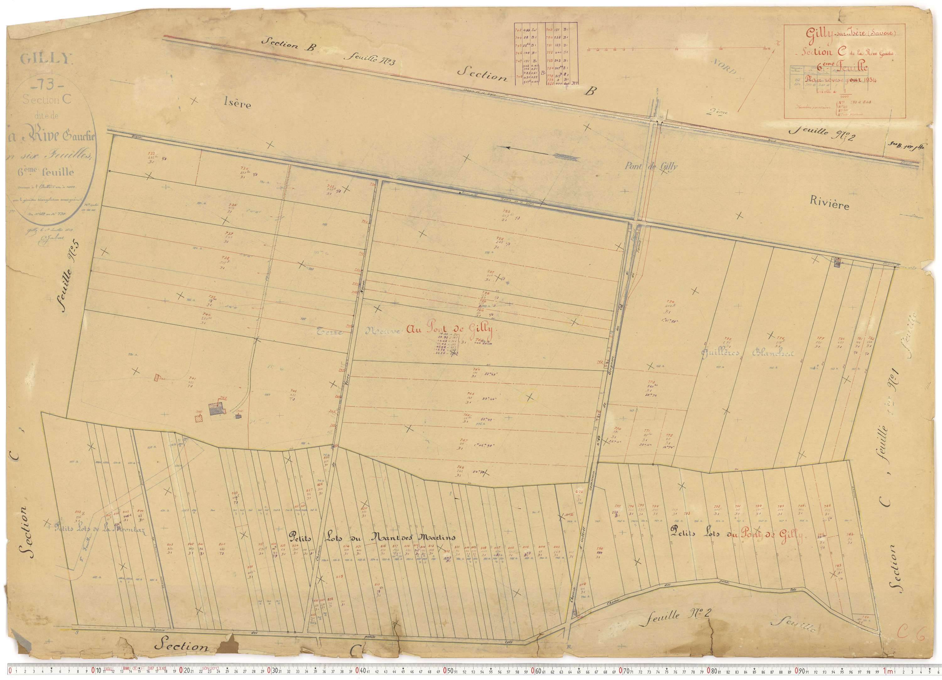 Gilly-sur-Isère - Plans cadastraux du cadastre rénové.