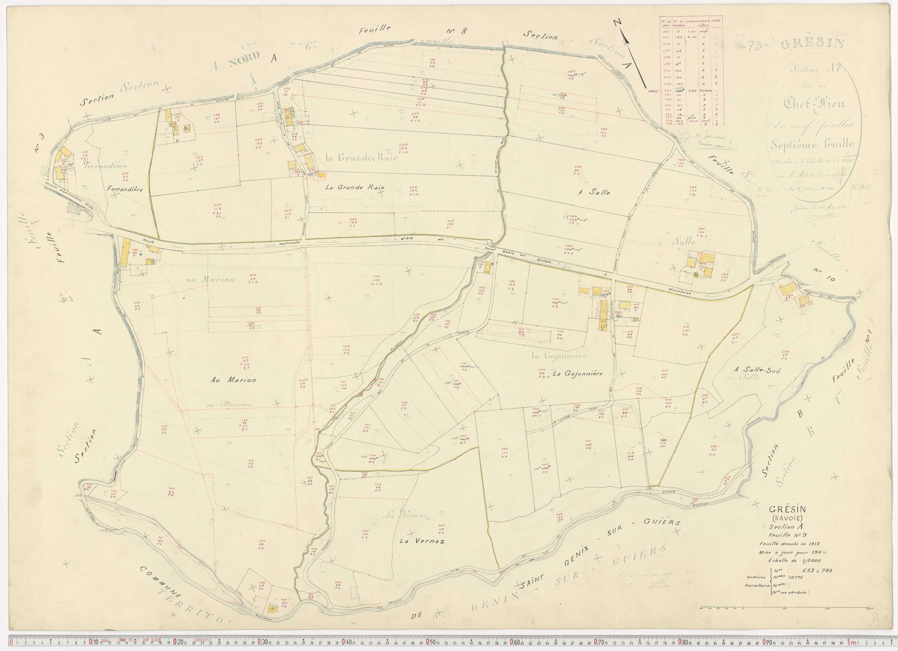 Gresin - Cadastre rénové, version de travail (1964).