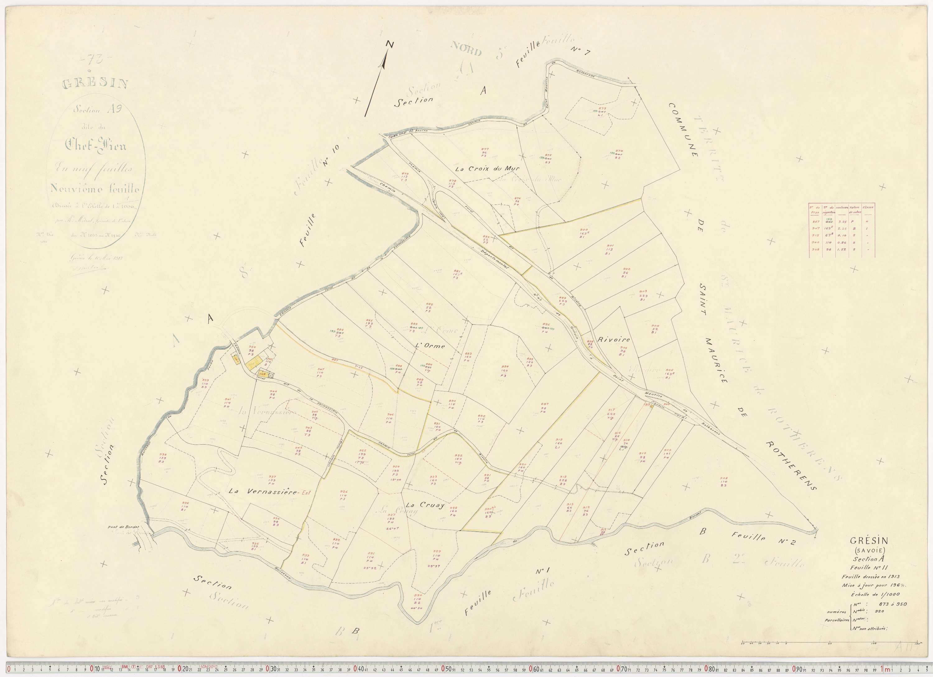 Gresin - Cadastre rénové, version de travail (1964).