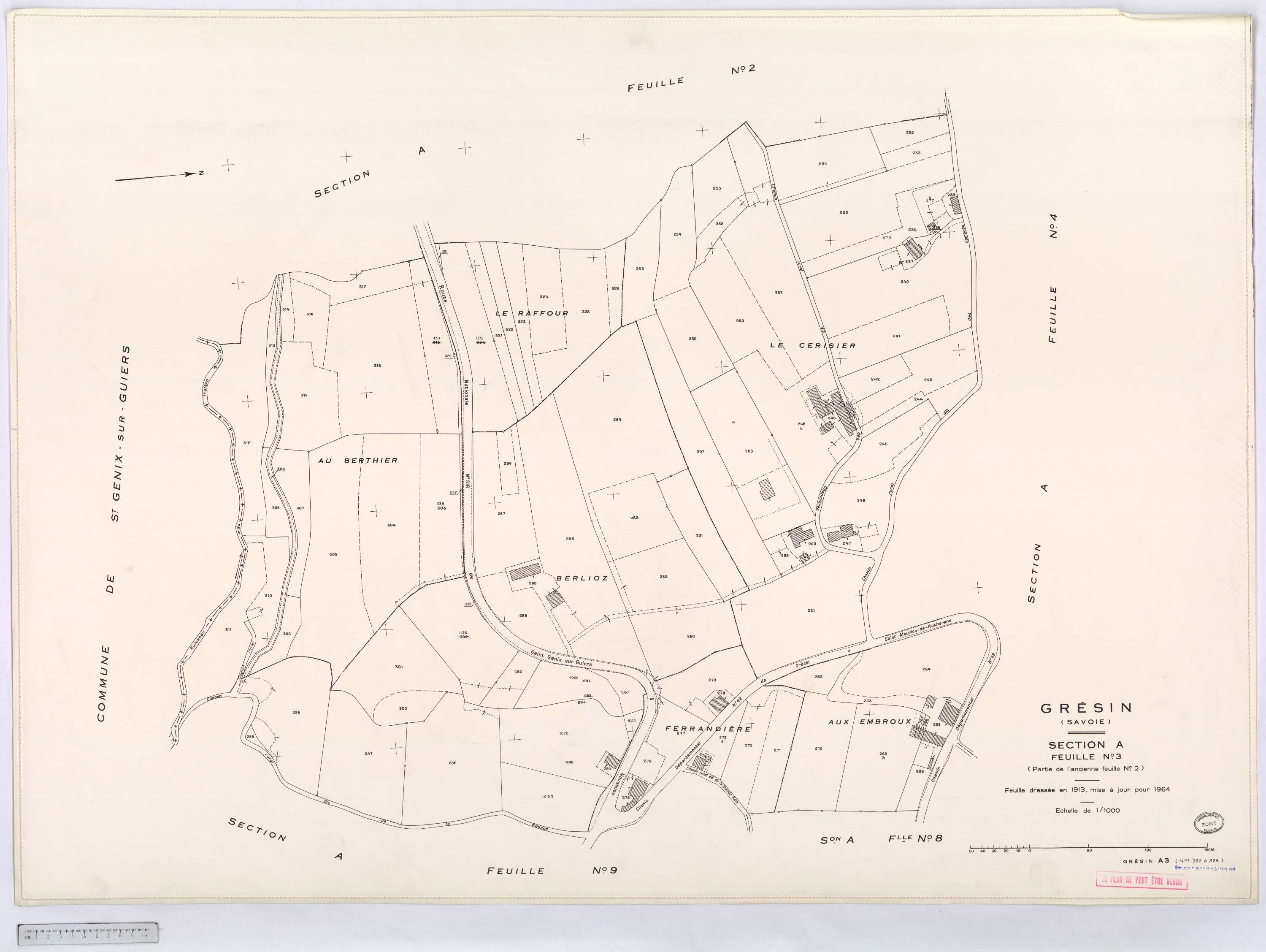 Gresin - Cadastre rénové, version définitive (1964).