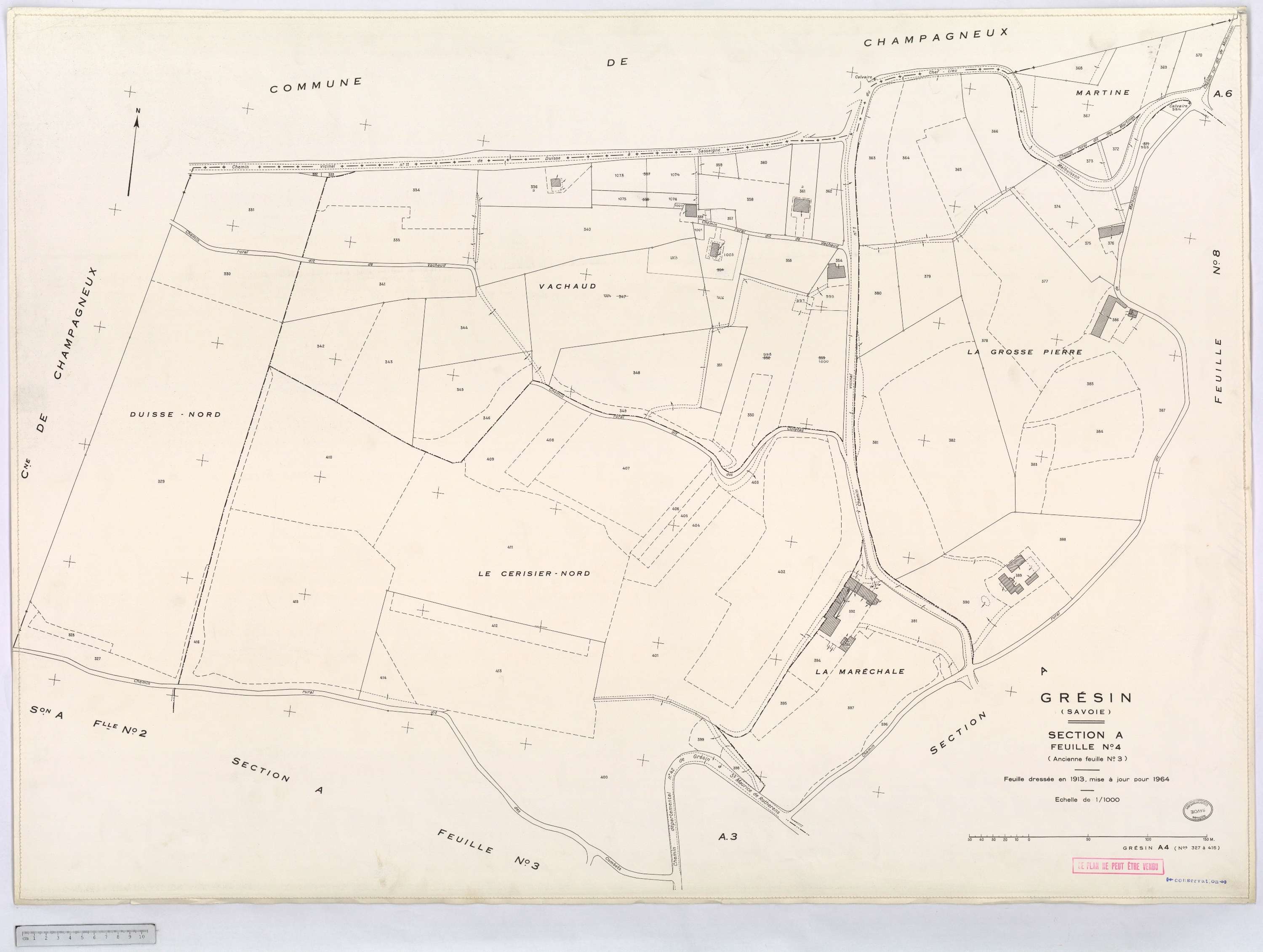 Gresin - Cadastre rénové, version définitive (1964).