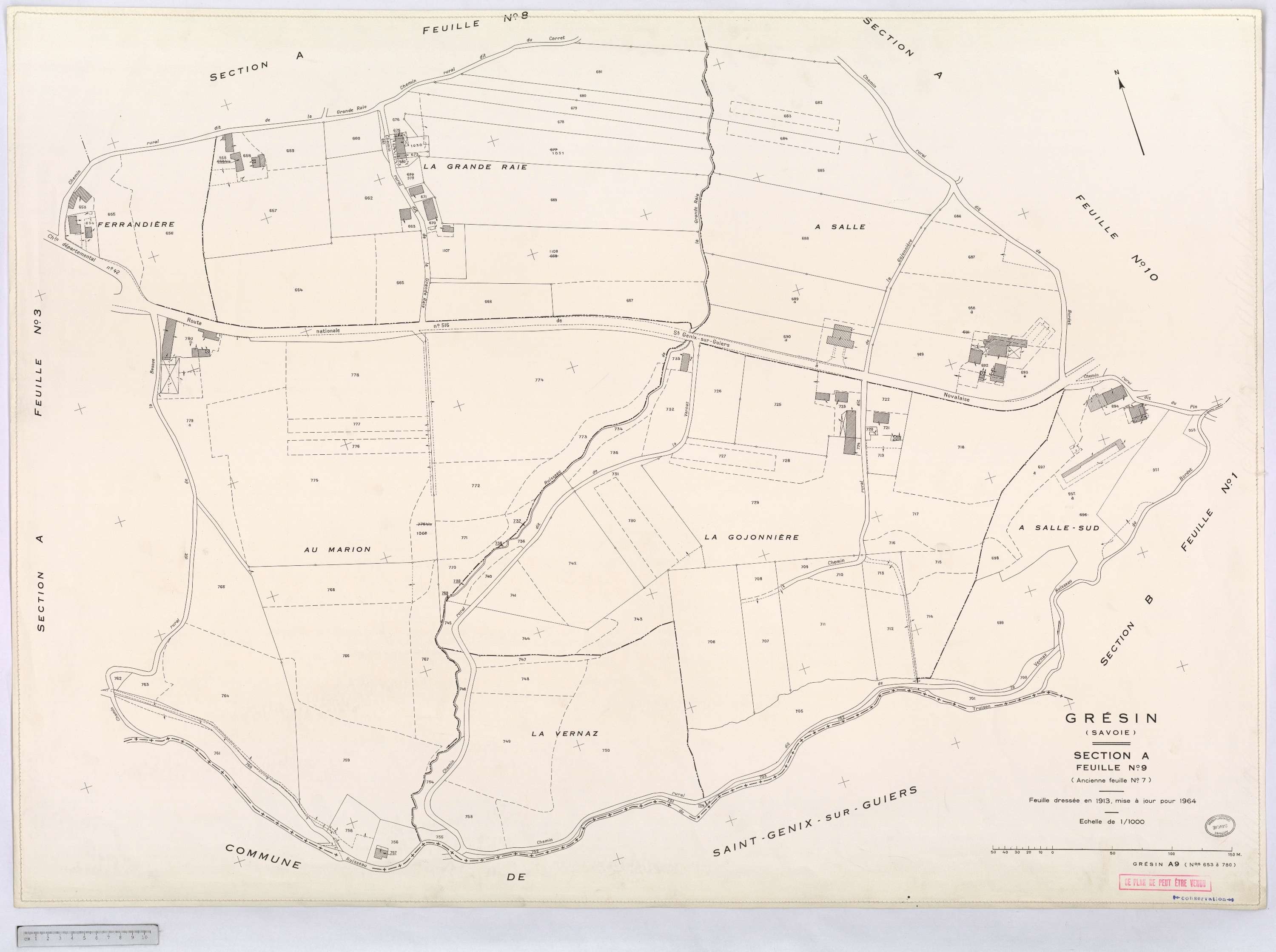 Gresin - Cadastre rénové, version définitive (1964).
