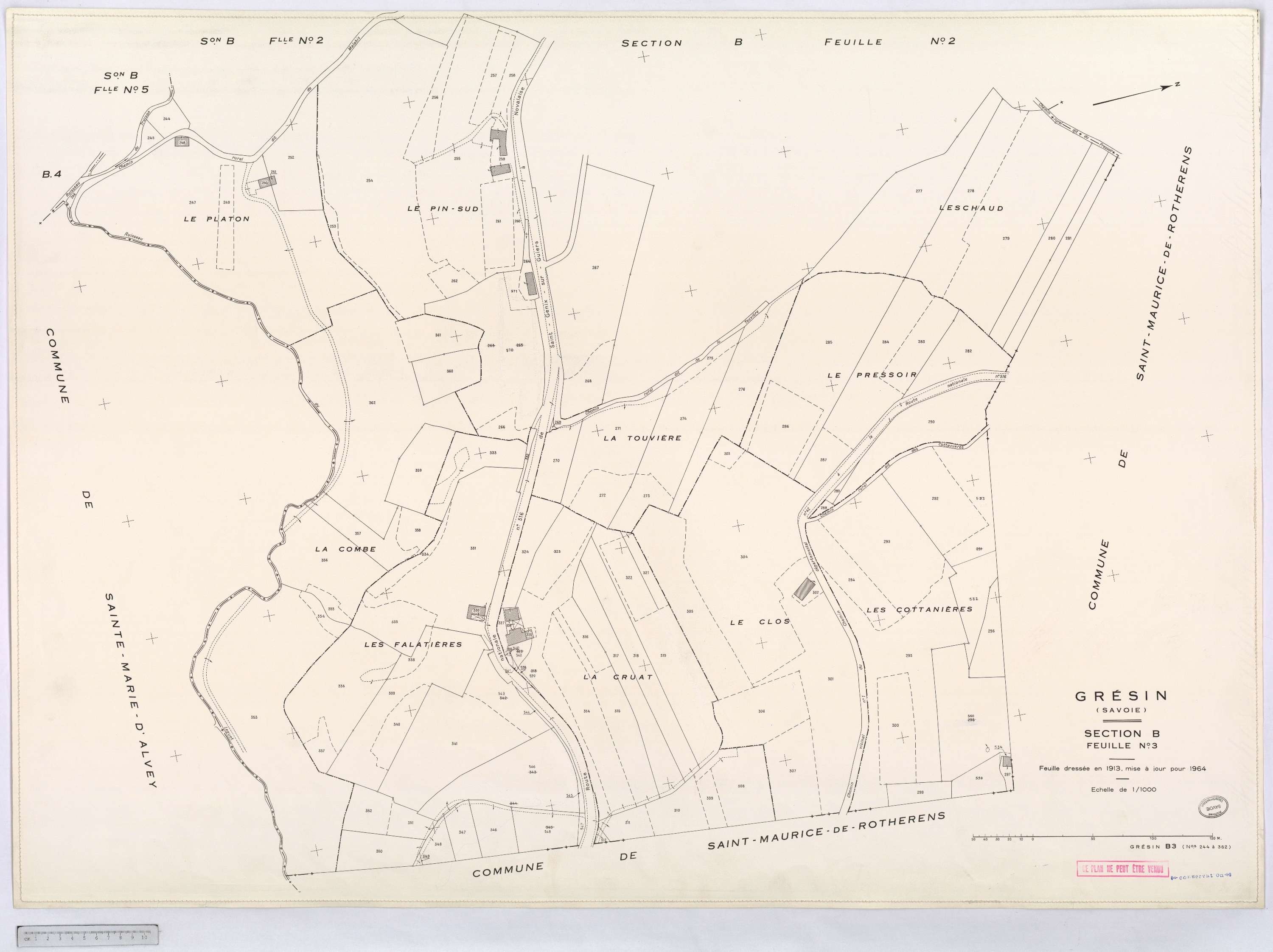 Gresin - Cadastre rénové, version définitive (1964).