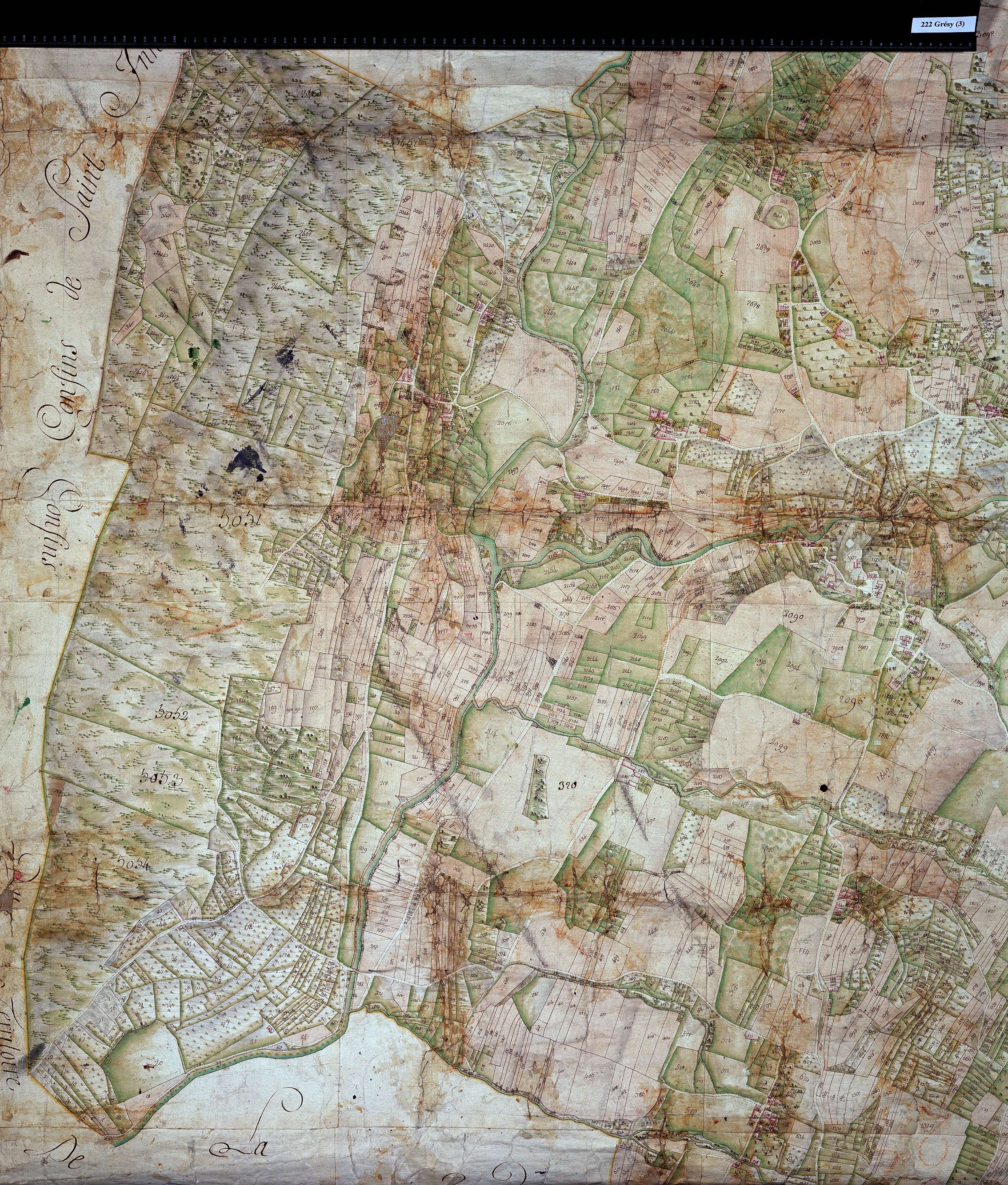 Grésy-sur-Aix - Copie de la mappe originale (plan cadastral) de la commune de Grézy-sur-Aix. Signée Cocelli, directeur de la péréquation générale.