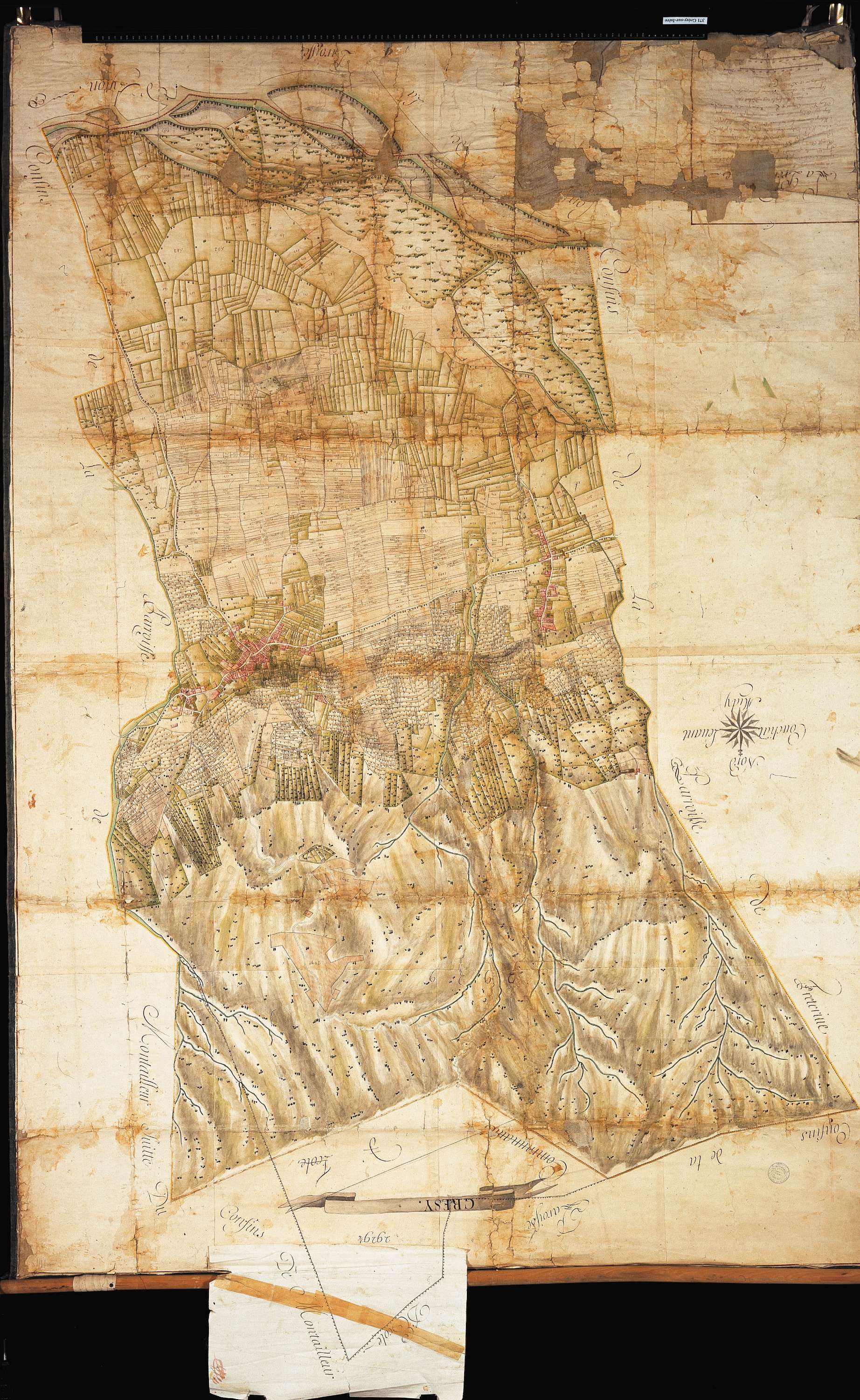 Grésy-sur-Isère - Copie de la mappe originale (plan cadastral) de la commune de Grézy-sur-Isère. Signée Cocelli, directeur de la péréquation.