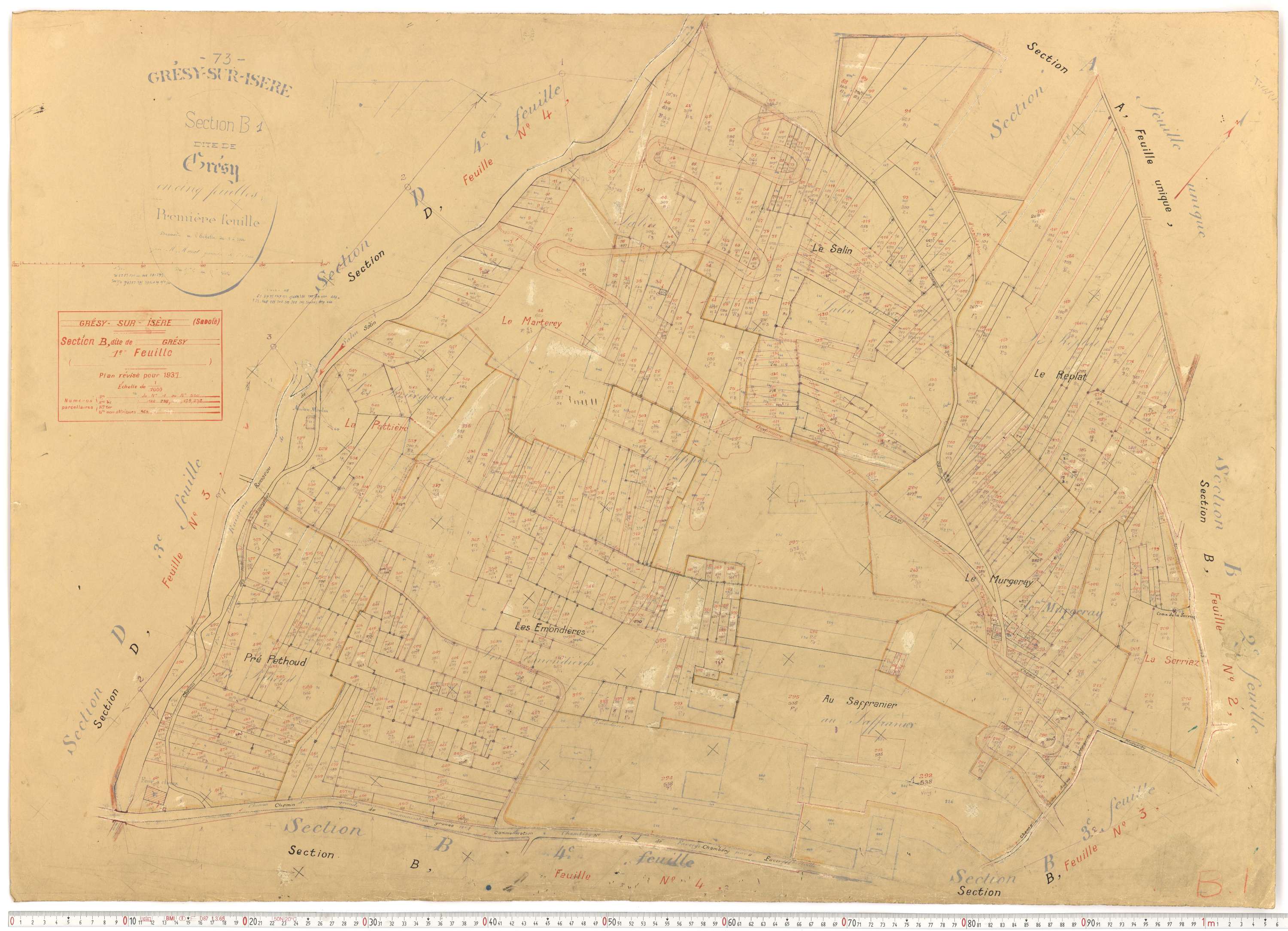 Grésy-sur-Isère - Plans cadastraux du cadastre rénové.