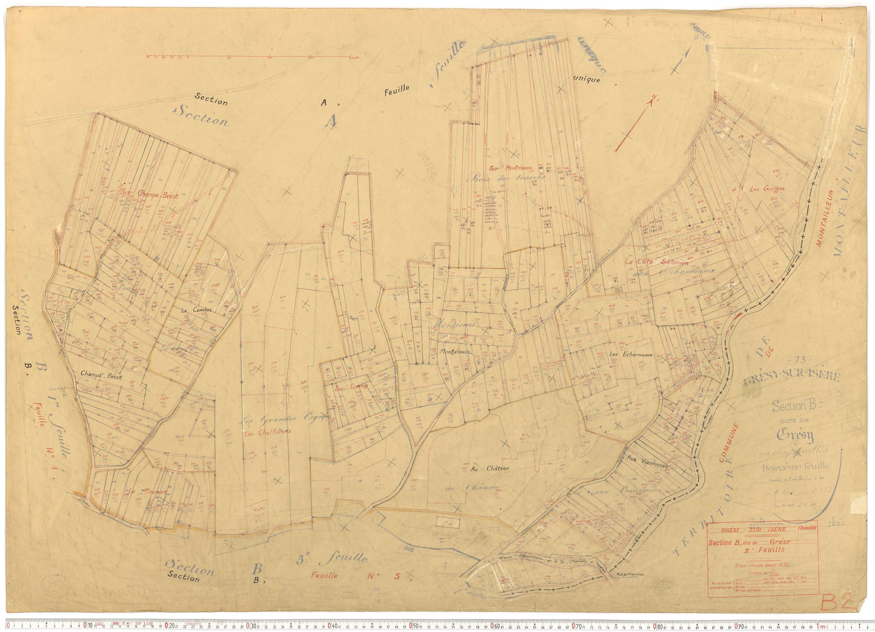 Grésy-sur-Isère - Plans cadastraux du cadastre rénové.