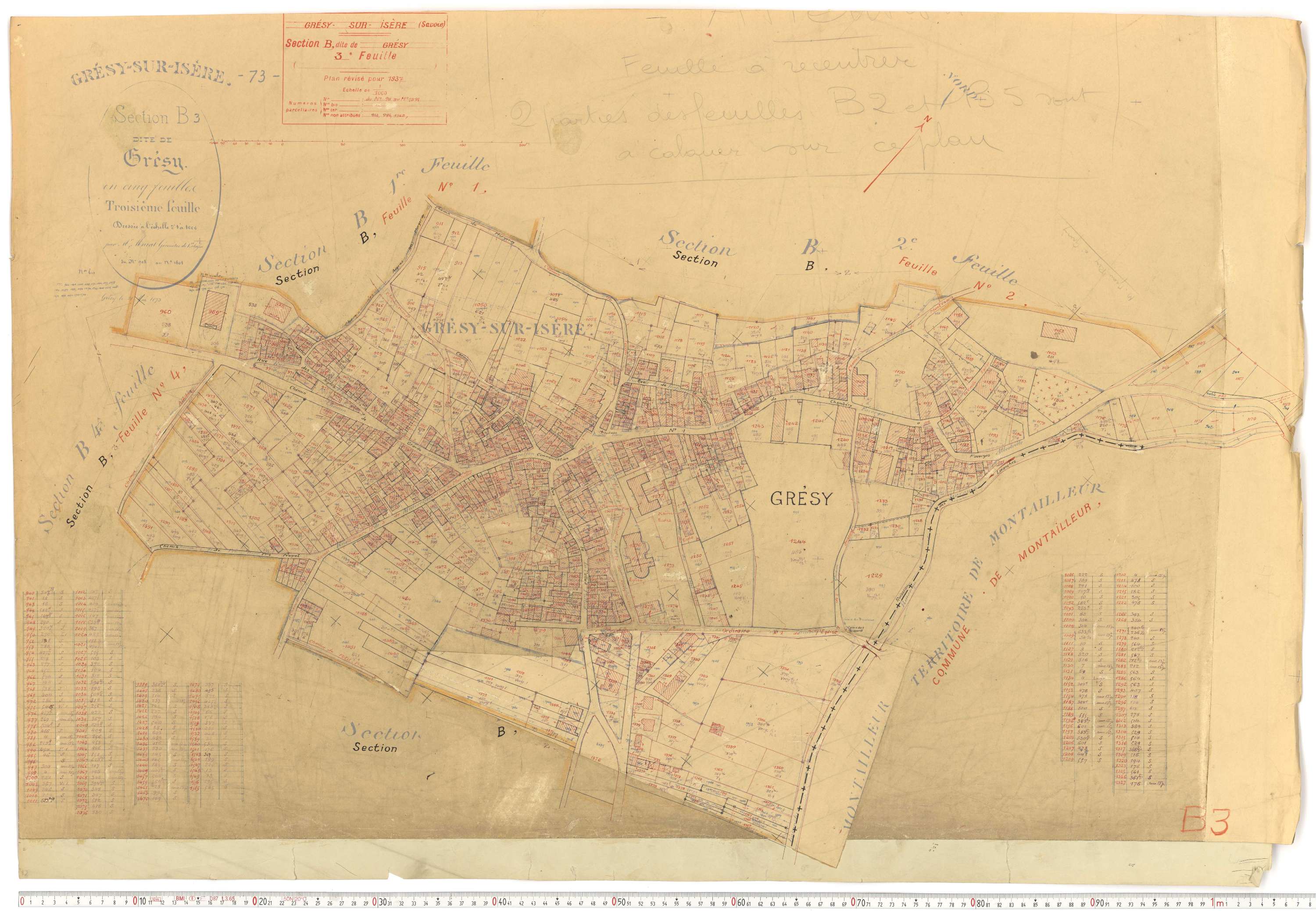 Grésy-sur-Isère - Plans cadastraux du cadastre rénové.