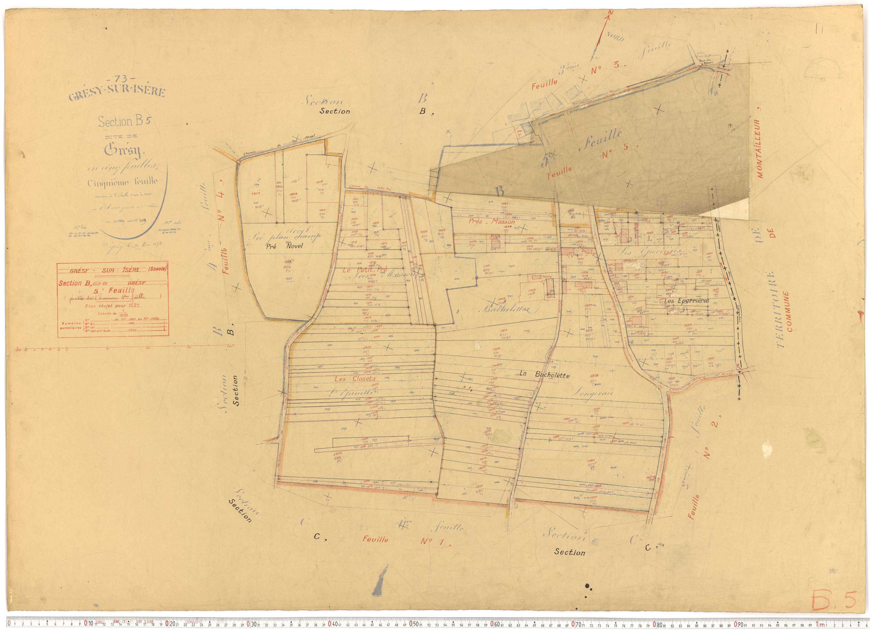 Grésy-sur-Isère - Plans cadastraux du cadastre rénové.