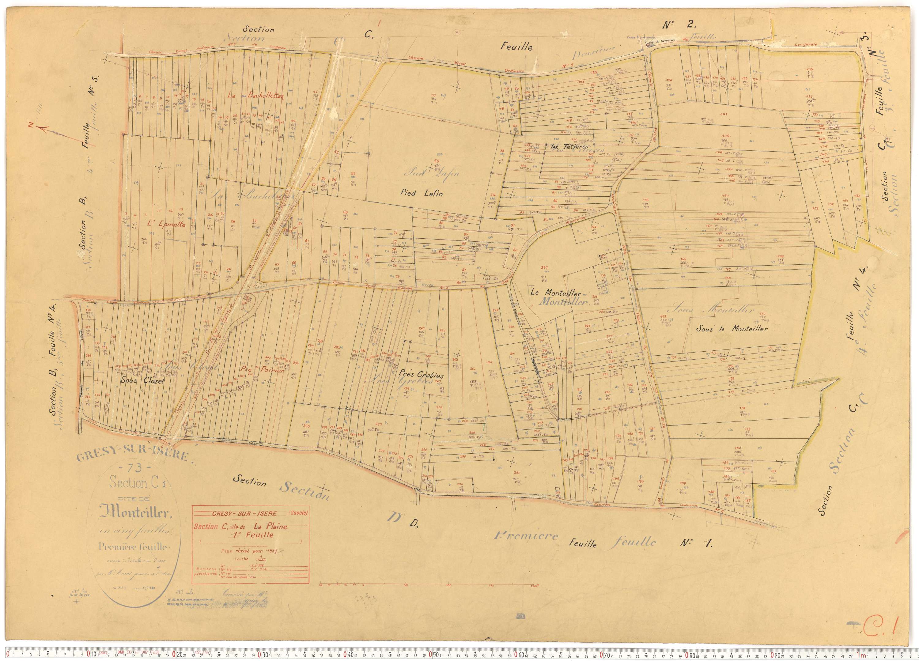 Grésy-sur-Isère - Plans cadastraux du cadastre rénové.