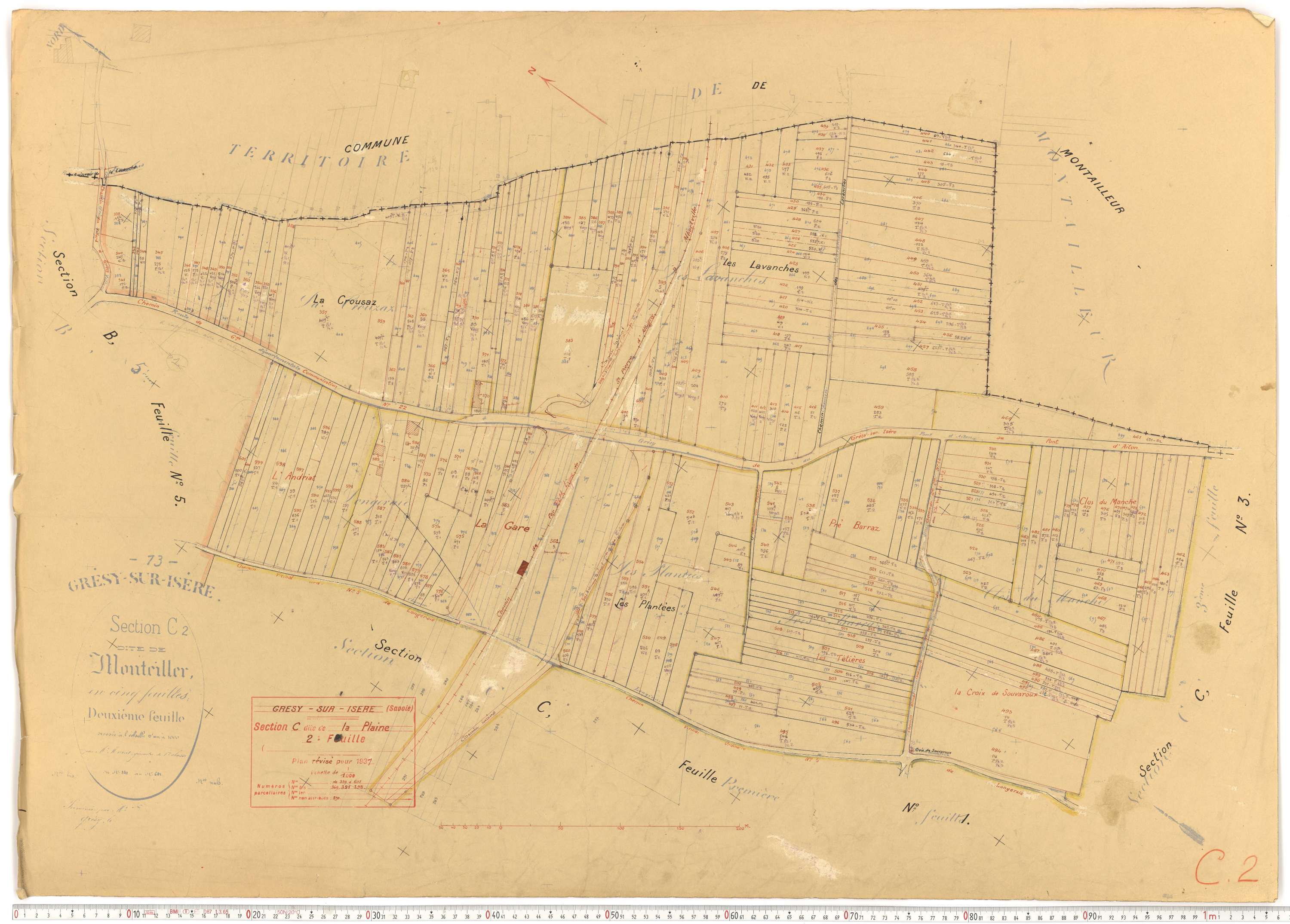 Grésy-sur-Isère - Plans cadastraux du cadastre rénové.