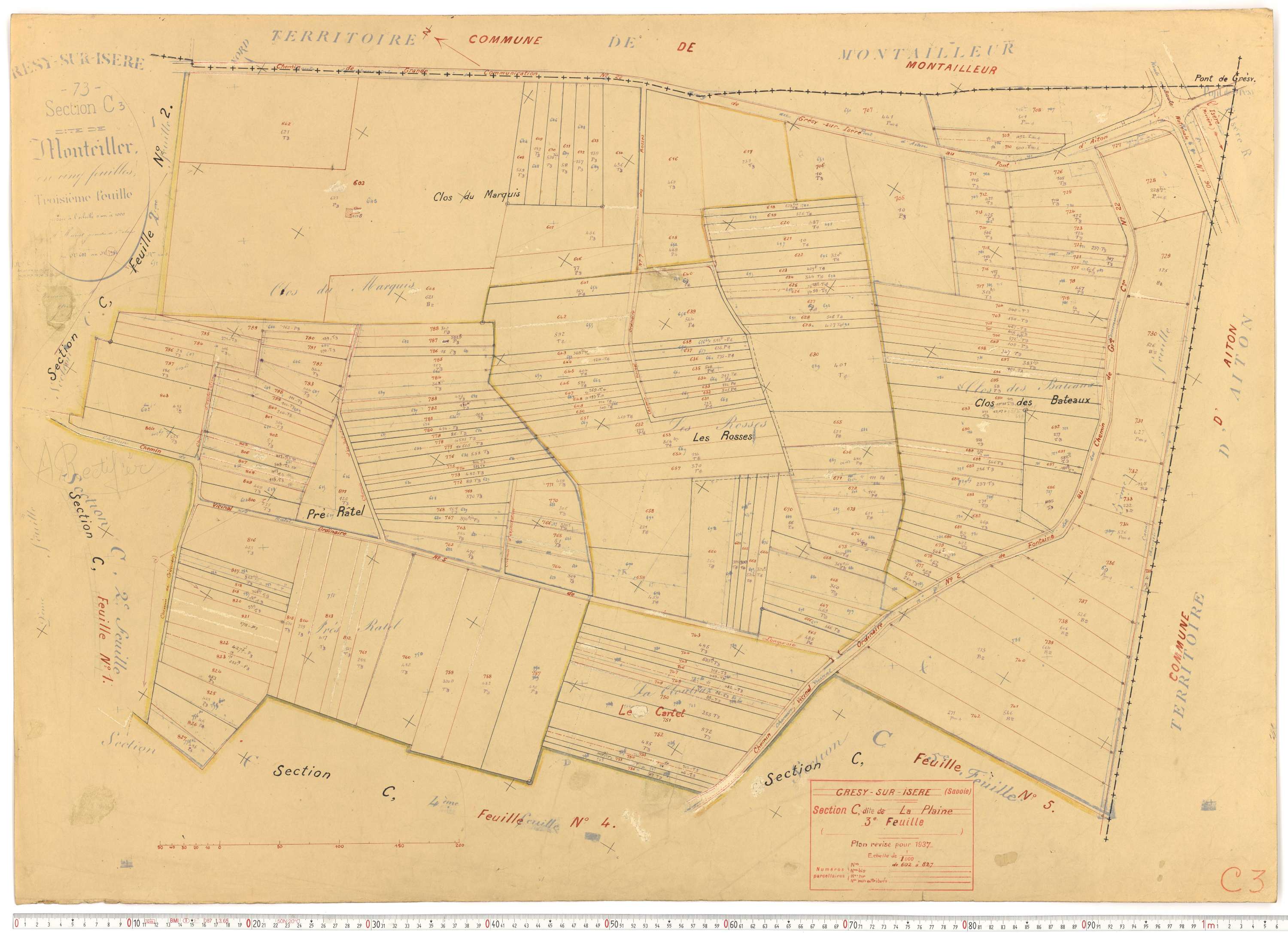 Grésy-sur-Isère - Plans cadastraux du cadastre rénové.