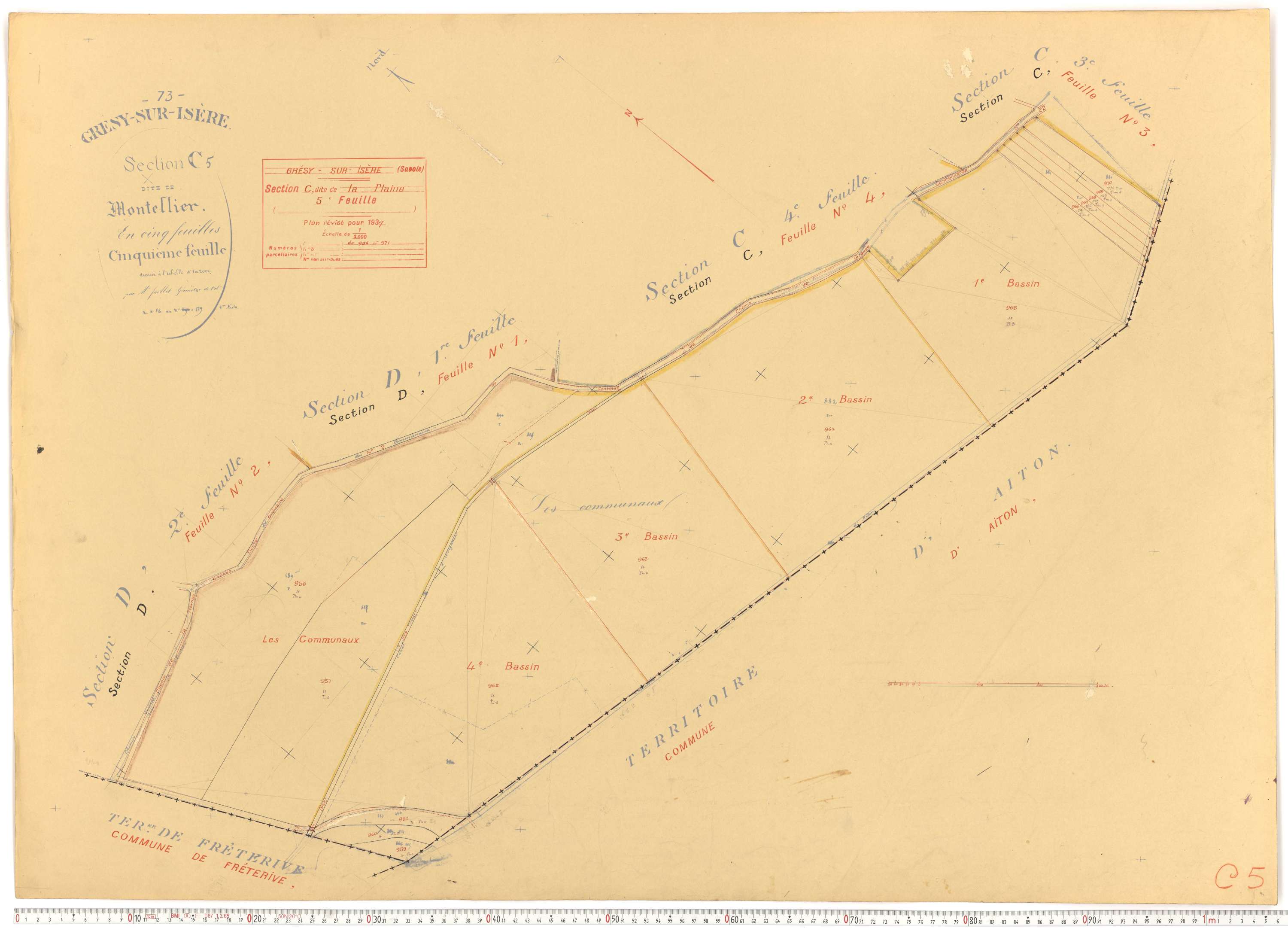 Grésy-sur-Isère - Plans cadastraux du cadastre rénové.