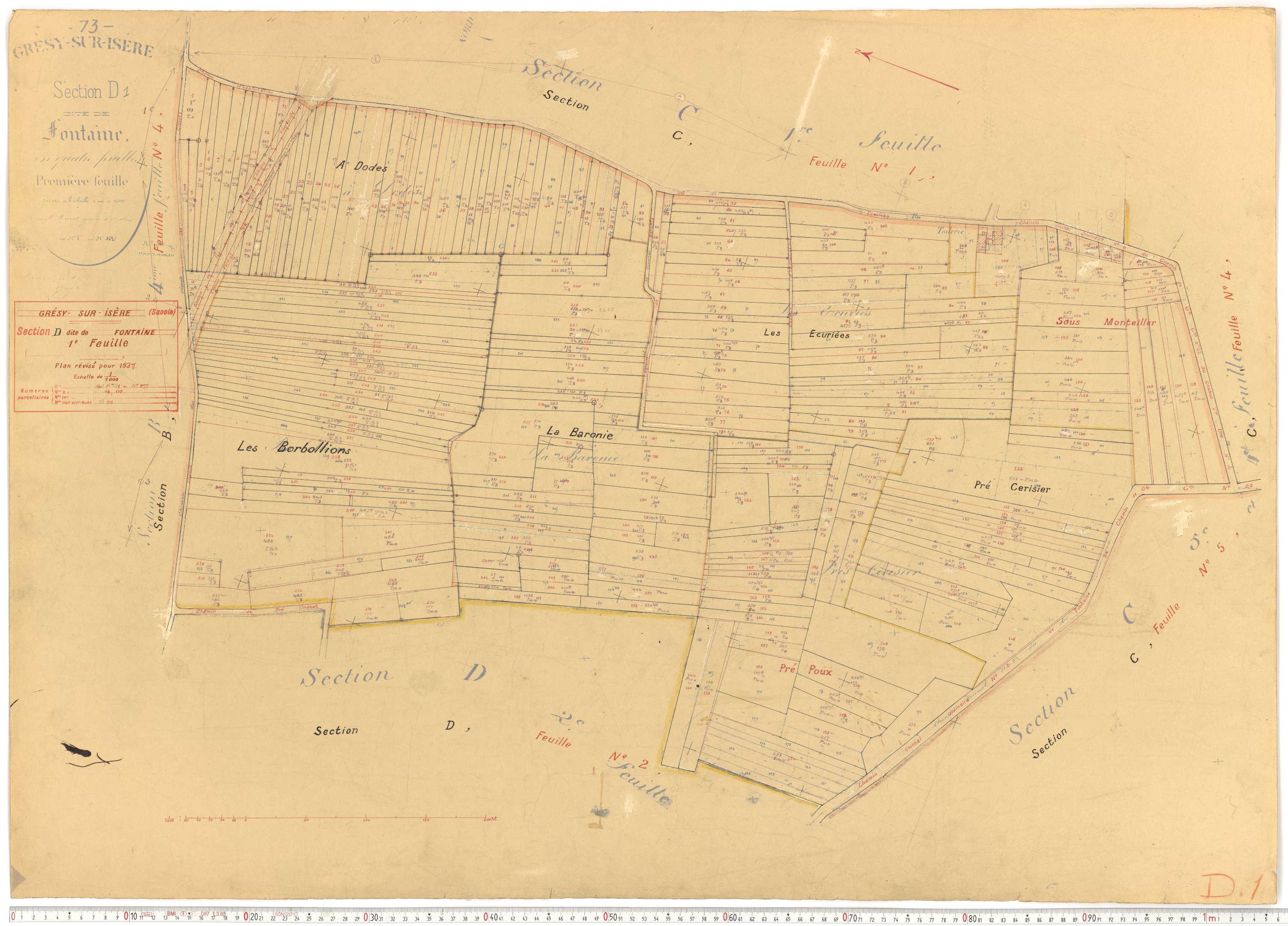 Grésy-sur-Isère - Plans cadastraux du cadastre rénové.