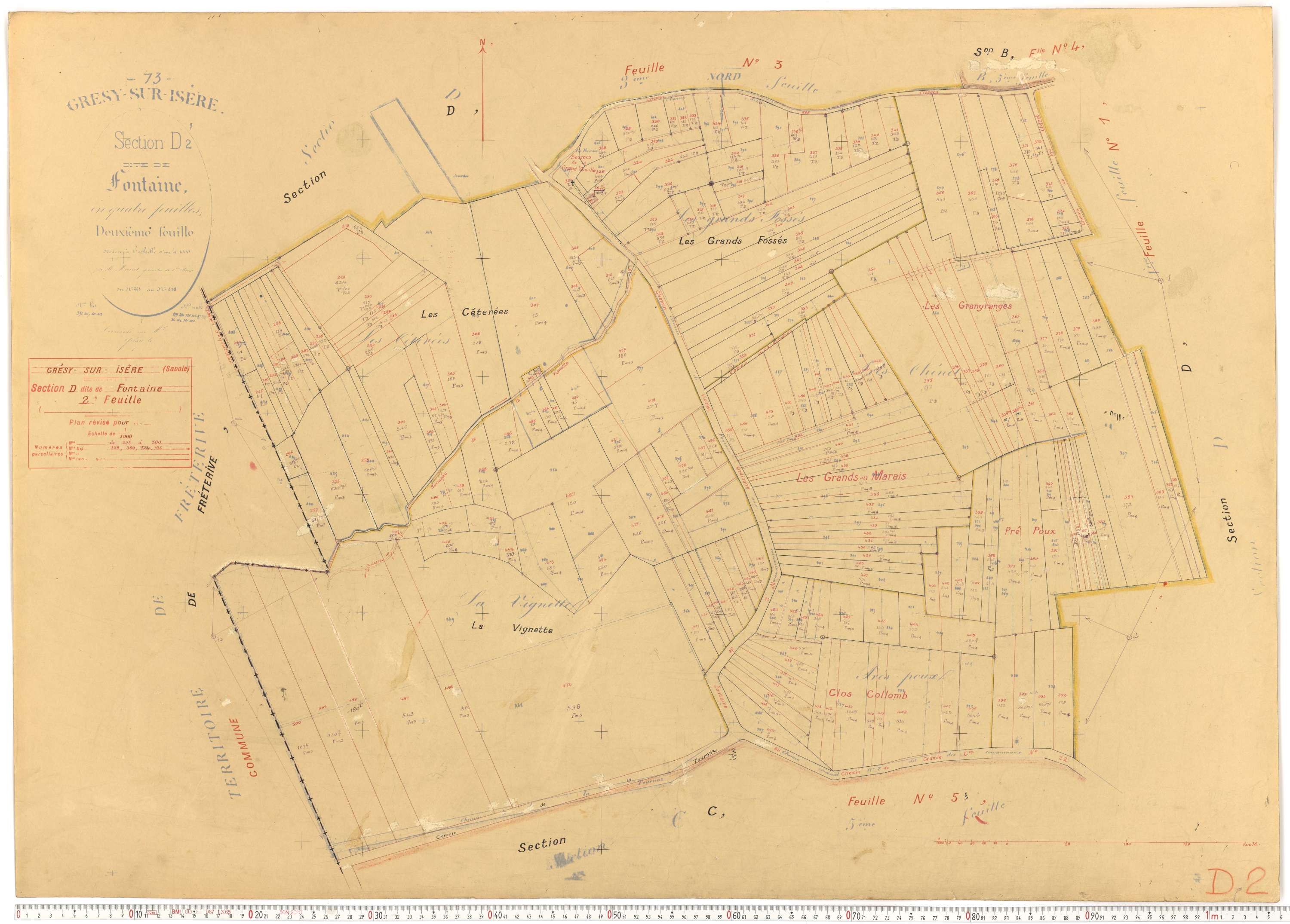 Grésy-sur-Isère - Plans cadastraux du cadastre rénové.