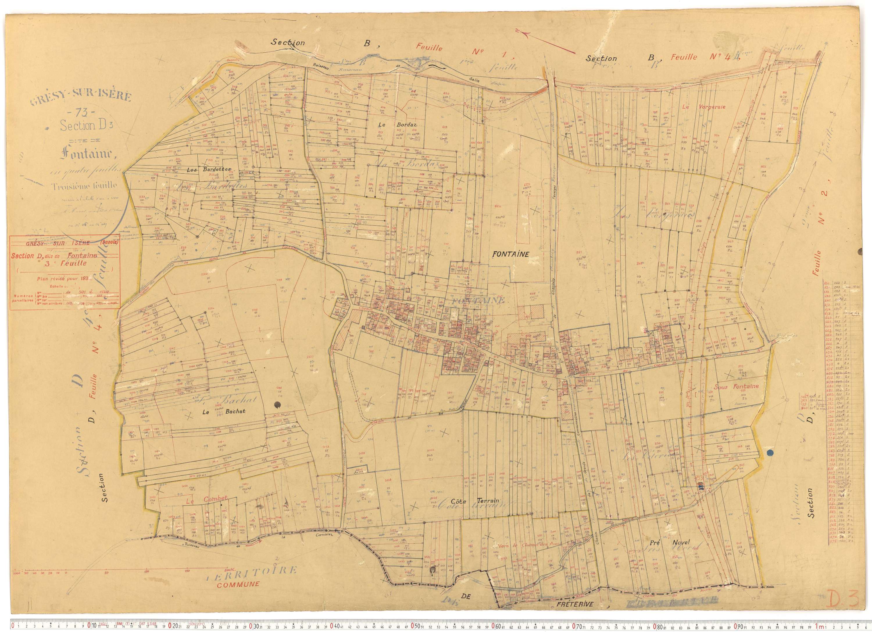 Grésy-sur-Isère - Plans cadastraux du cadastre rénové.